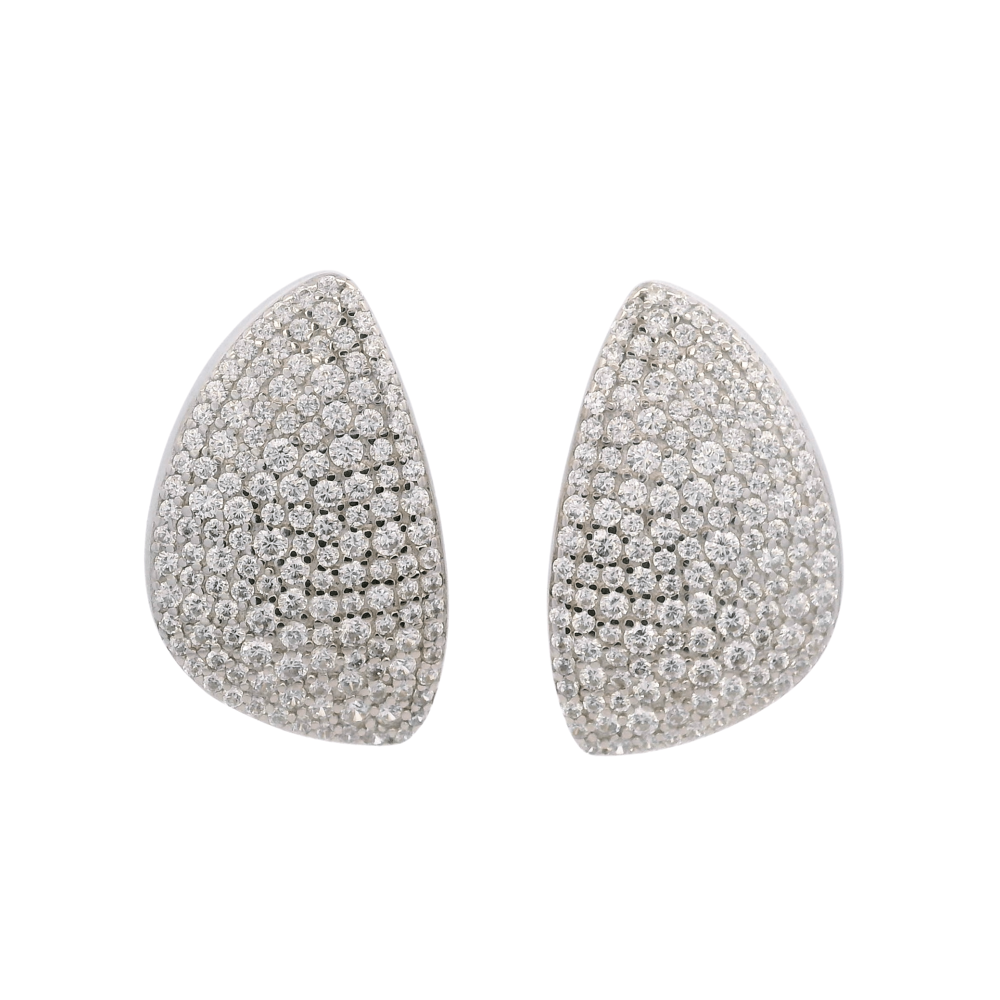 925SL OVAL IRREGULAR PAVE CZ EARRINGS - C'SANTOS