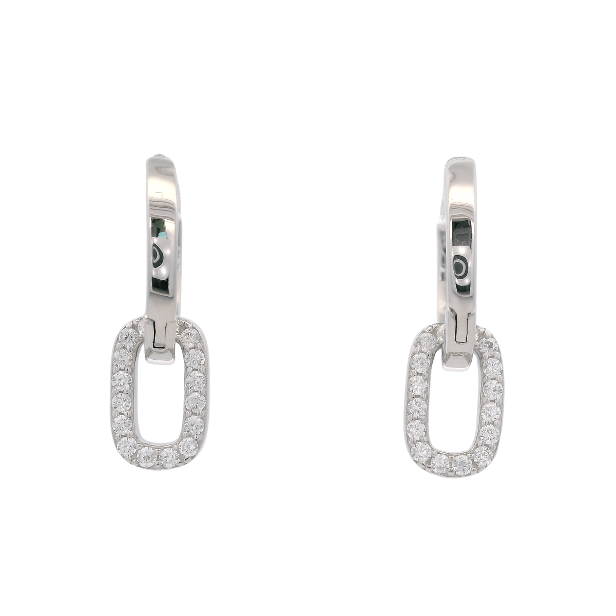 925SL PENDANT SQUARE PAVE HUGGIES - C'SANTOS
