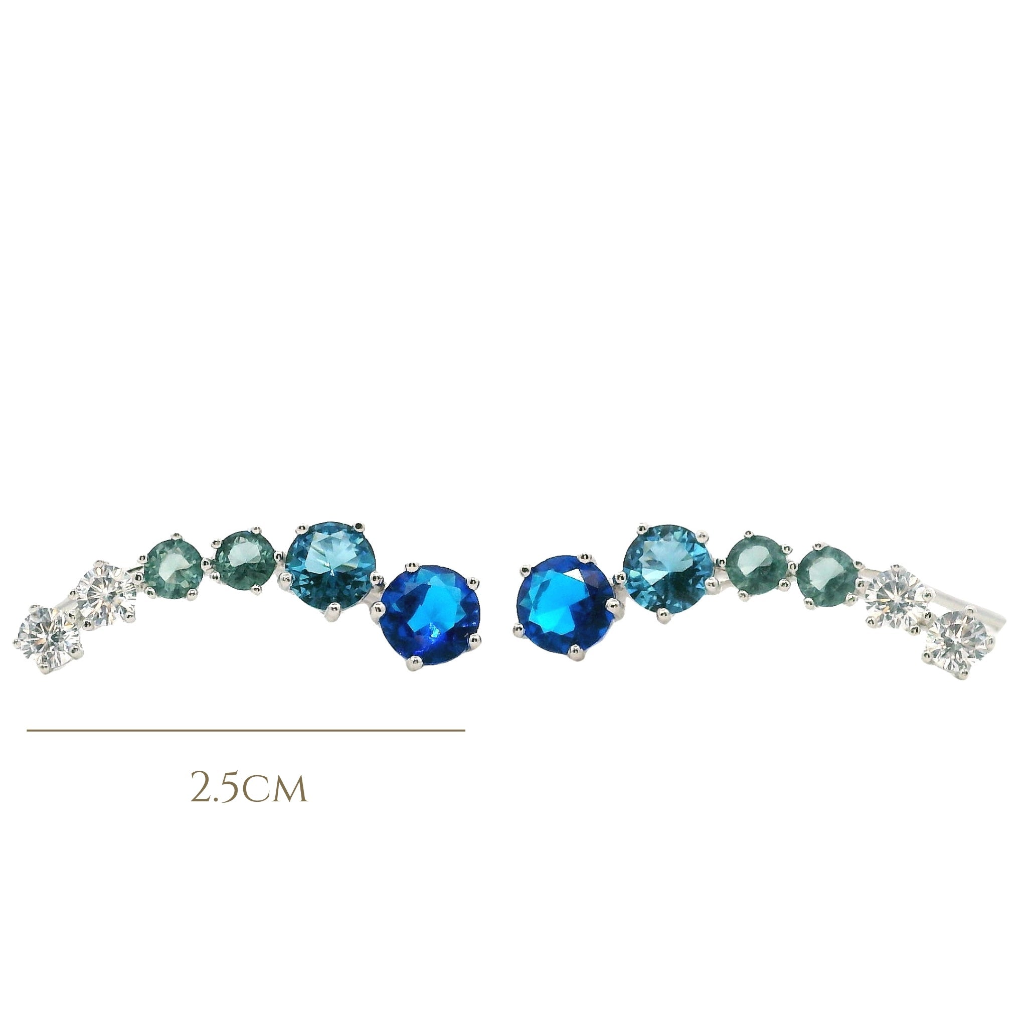 925SL SIX ROUND BLUE CZ EARRINGS - C'SANTOS