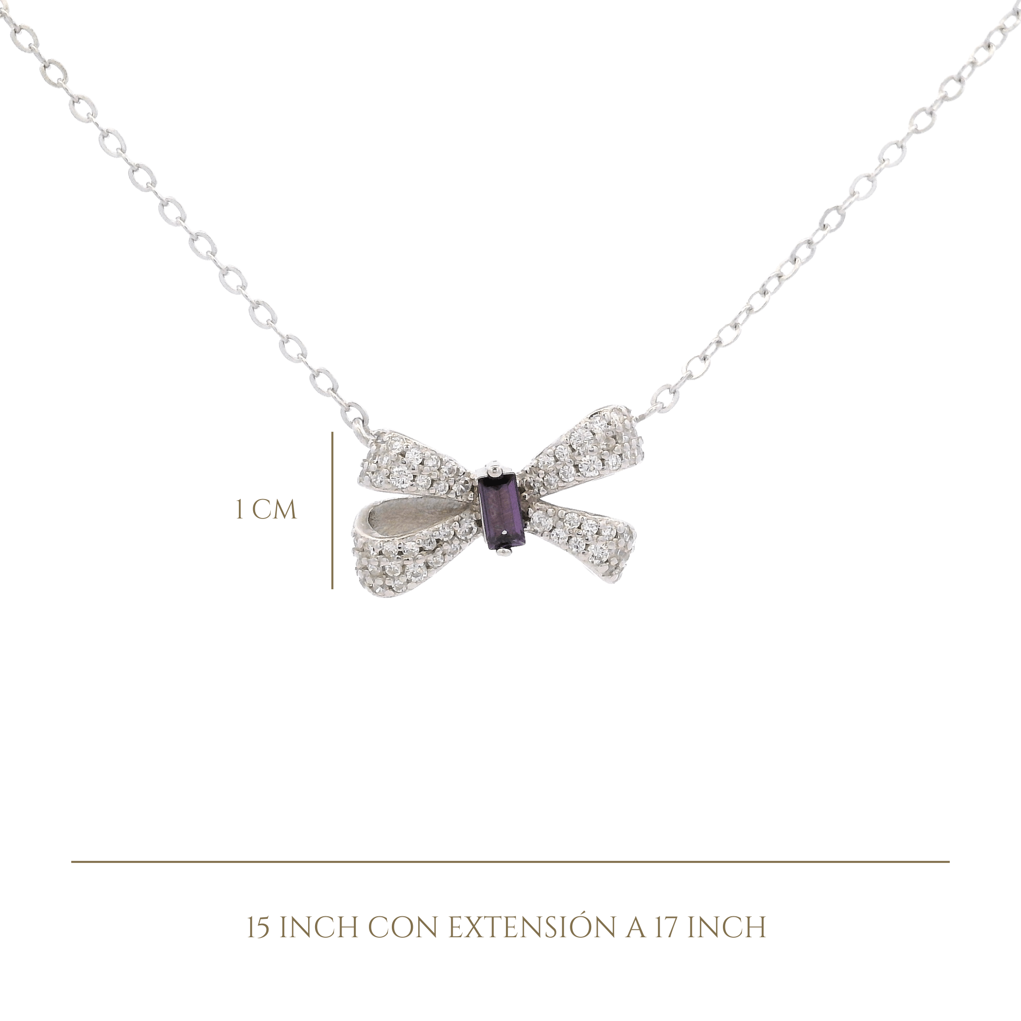 925SL SMALL BOW PAVE CENTER CZ NECKLACE - C'SANTOS