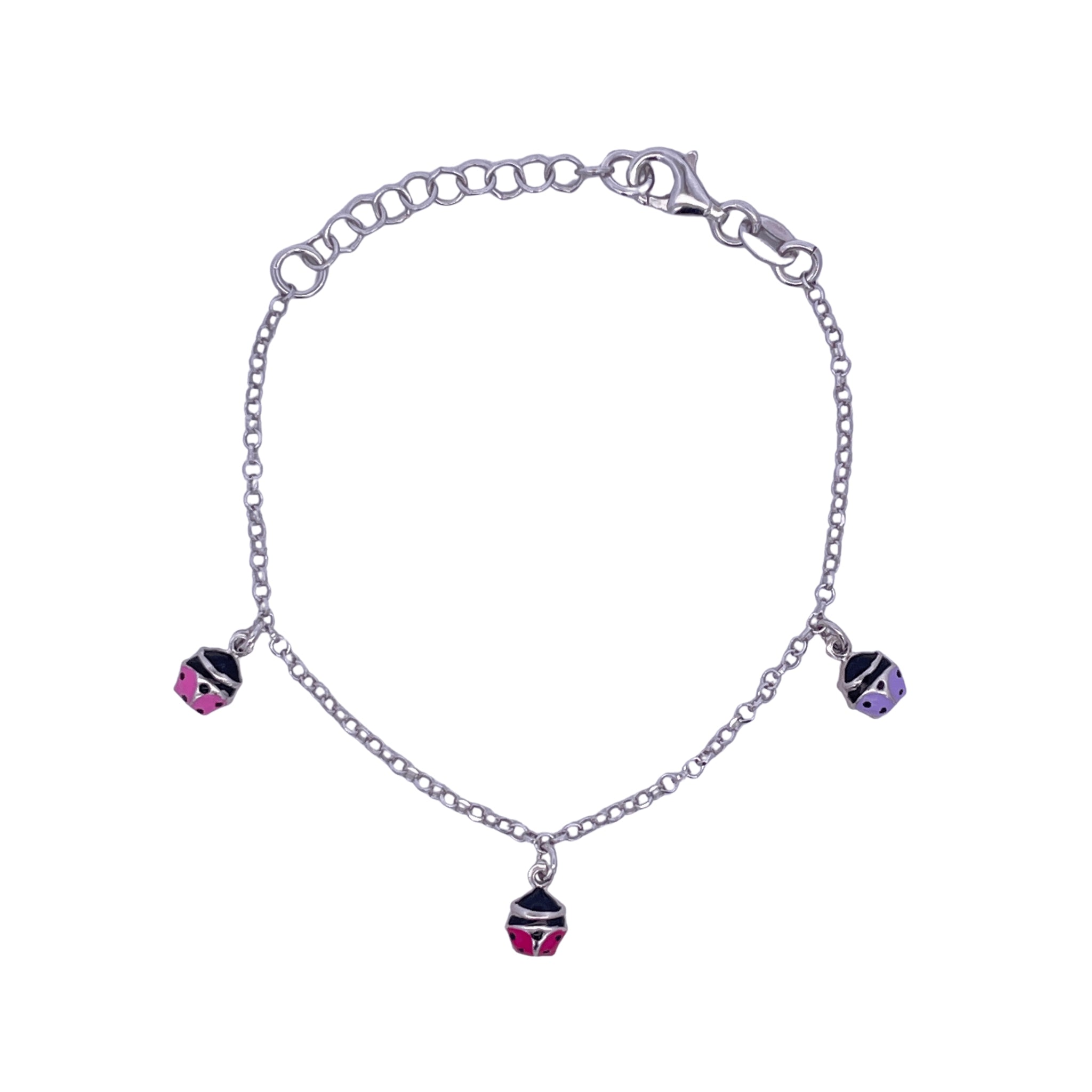 925SL STATION MINI LADYBUG MULTICOLOR ENAMEL BRACELET - C'SANTOS