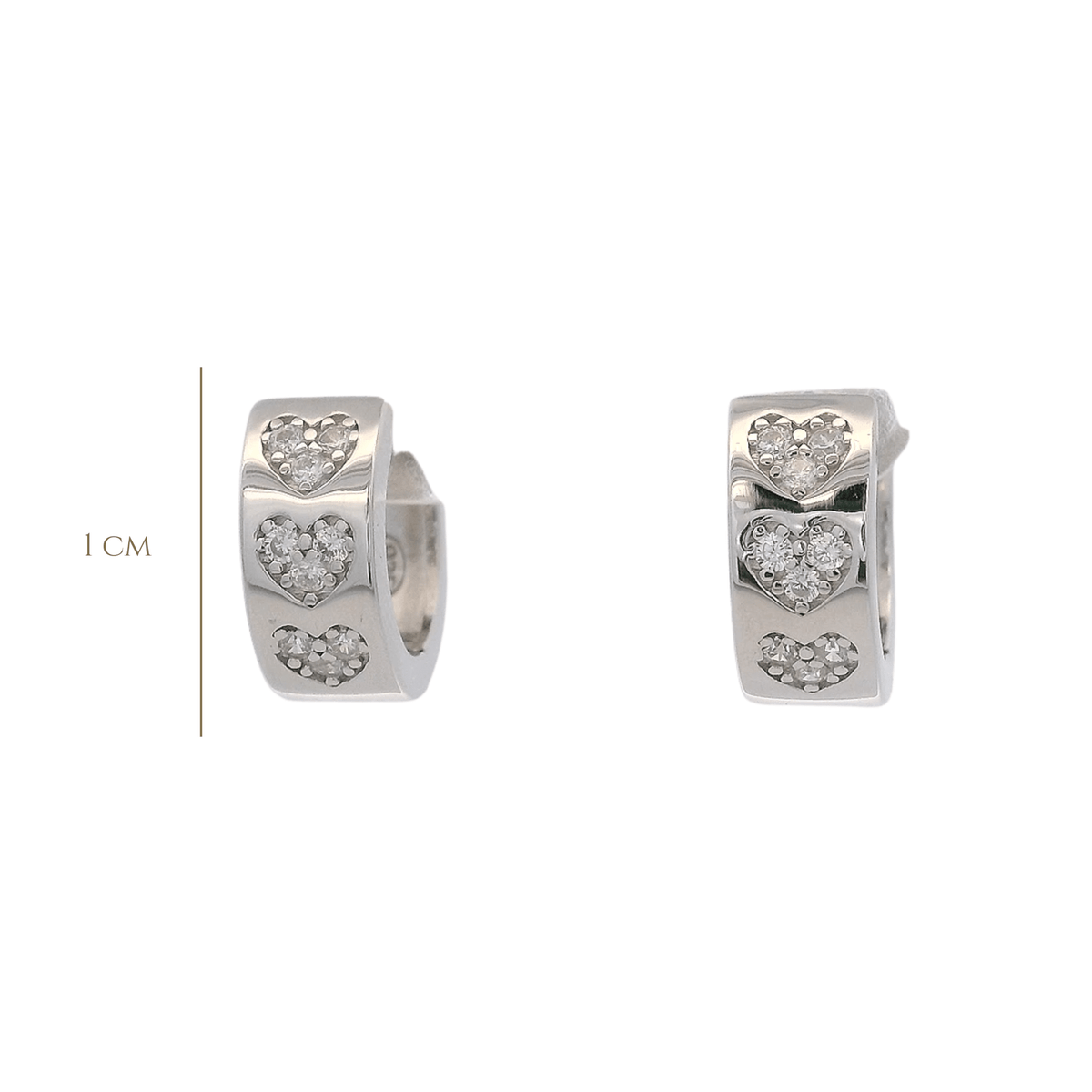 925SL TRIPLE HEART PAVE ADJUSTABLE HUGGIES - C'SANTOS