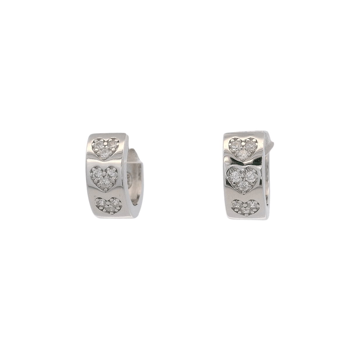 925SL TRIPLE HEART PAVE ADJUSTABLE HUGGIES - C'SANTOS