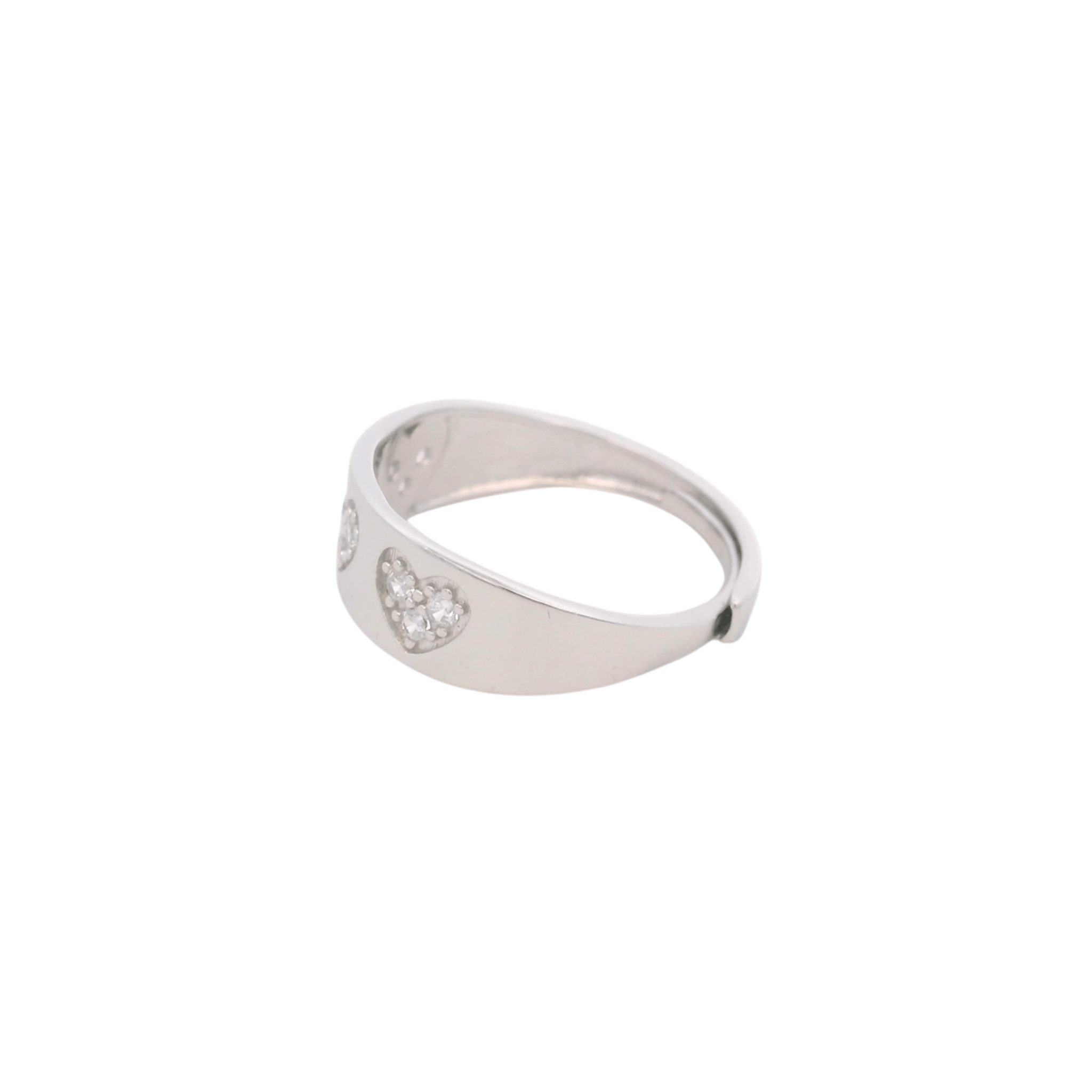 925SL TRIPLE HEART PAVE ADJUSTABLE RING - C'SANTOS