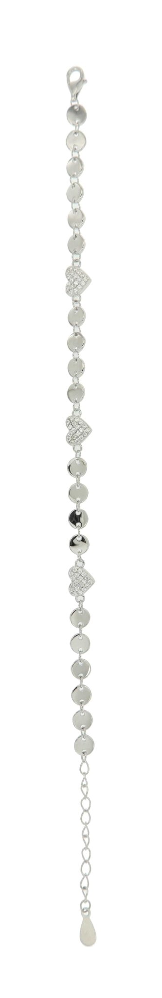 925SL TRIPLE HEART PAVE AND CIRCLE BRACELET - C'SANTOS