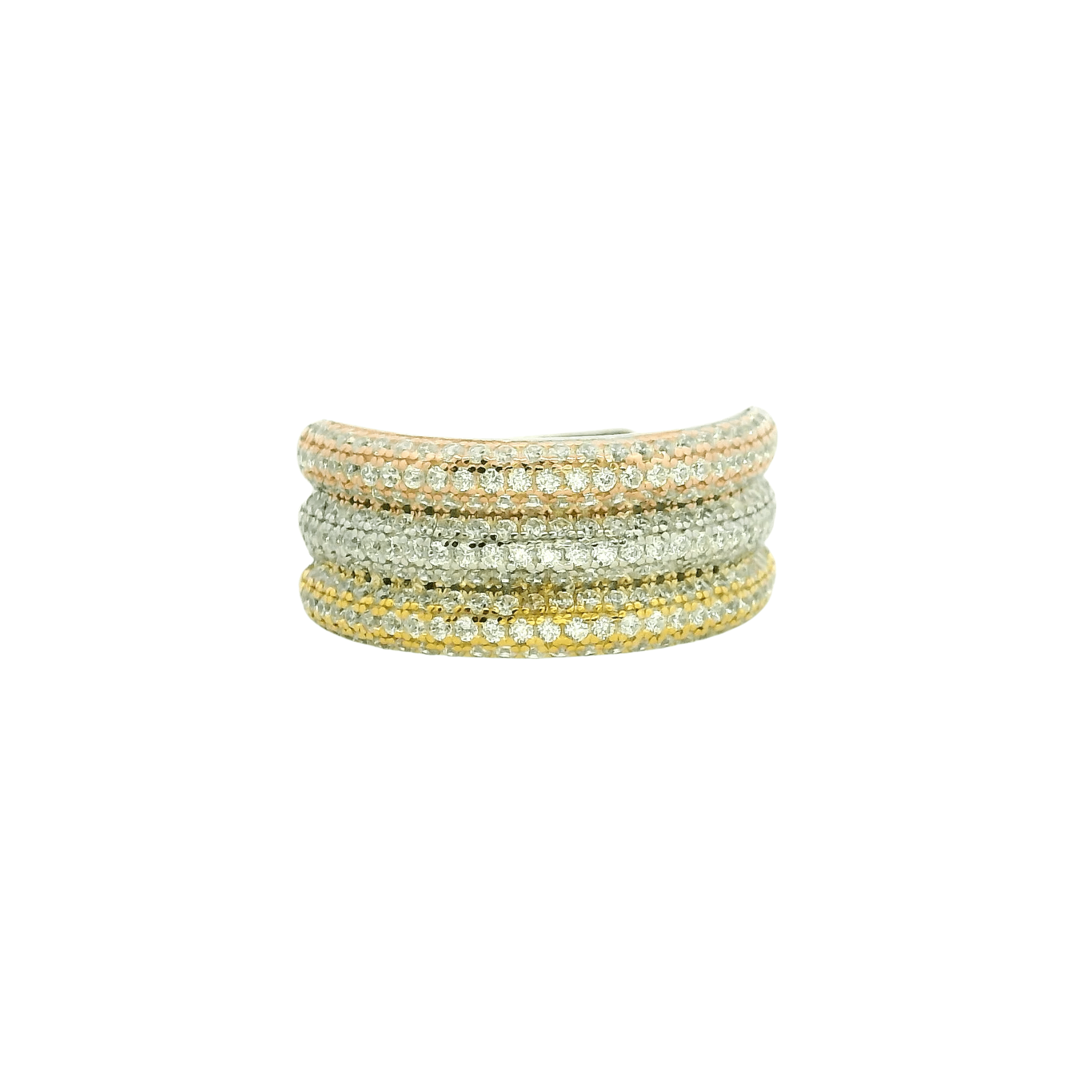 925SL TRIPLE ROW PAVE ADJUSTABLE RING - C'SANTOS