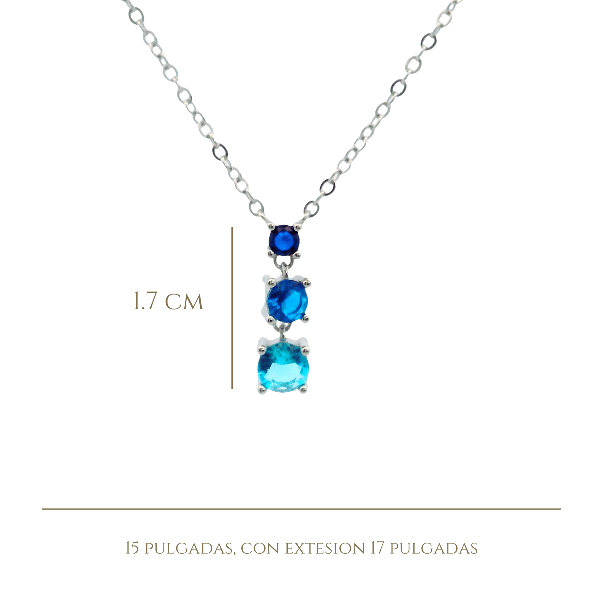 925SL TRIPLE STONE BLUE NECKLACE - C'SANTOS