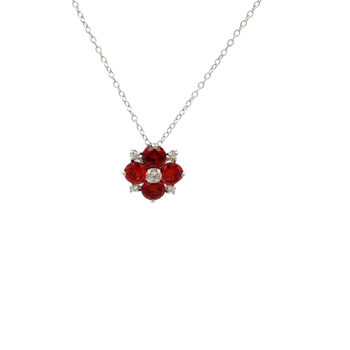 925SS 4 PETALS FLOWER RED SET - C'SANTOS