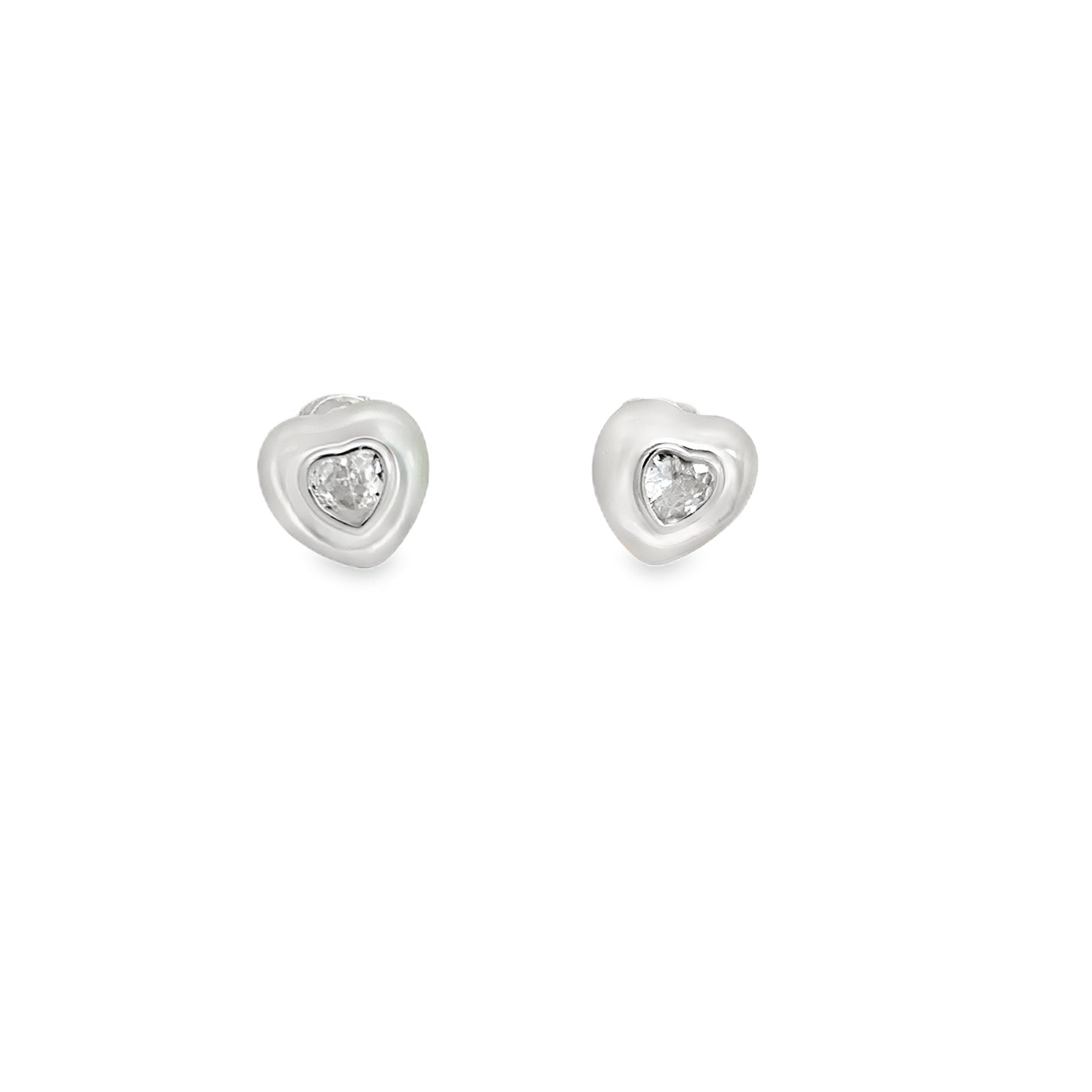 925SS HEART WHITE CZ AND SHELL PEARL EARRINGS - C'SANTOS