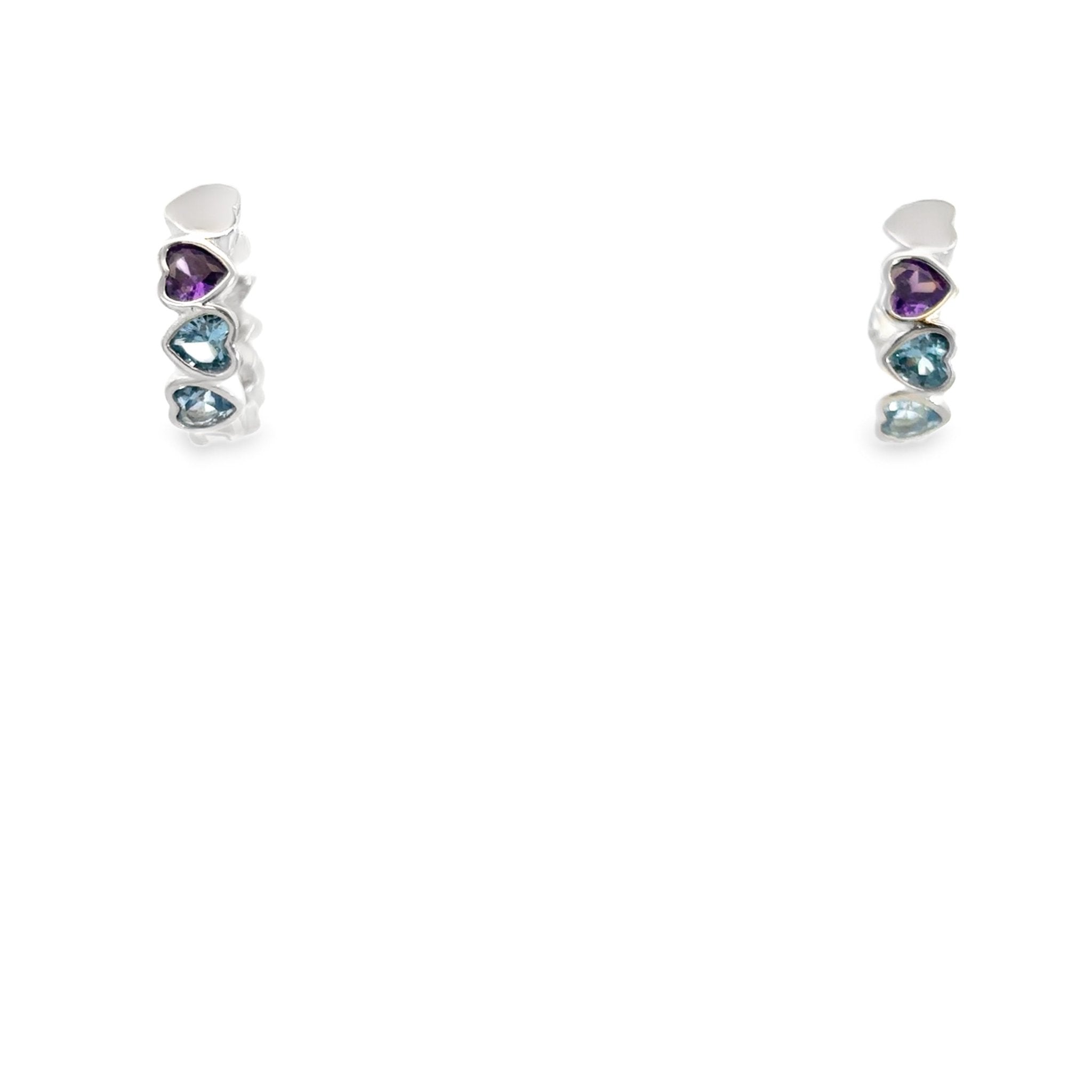 925SS HEARTS MULTICOLOR CZ HOOPS - C'SANTOS