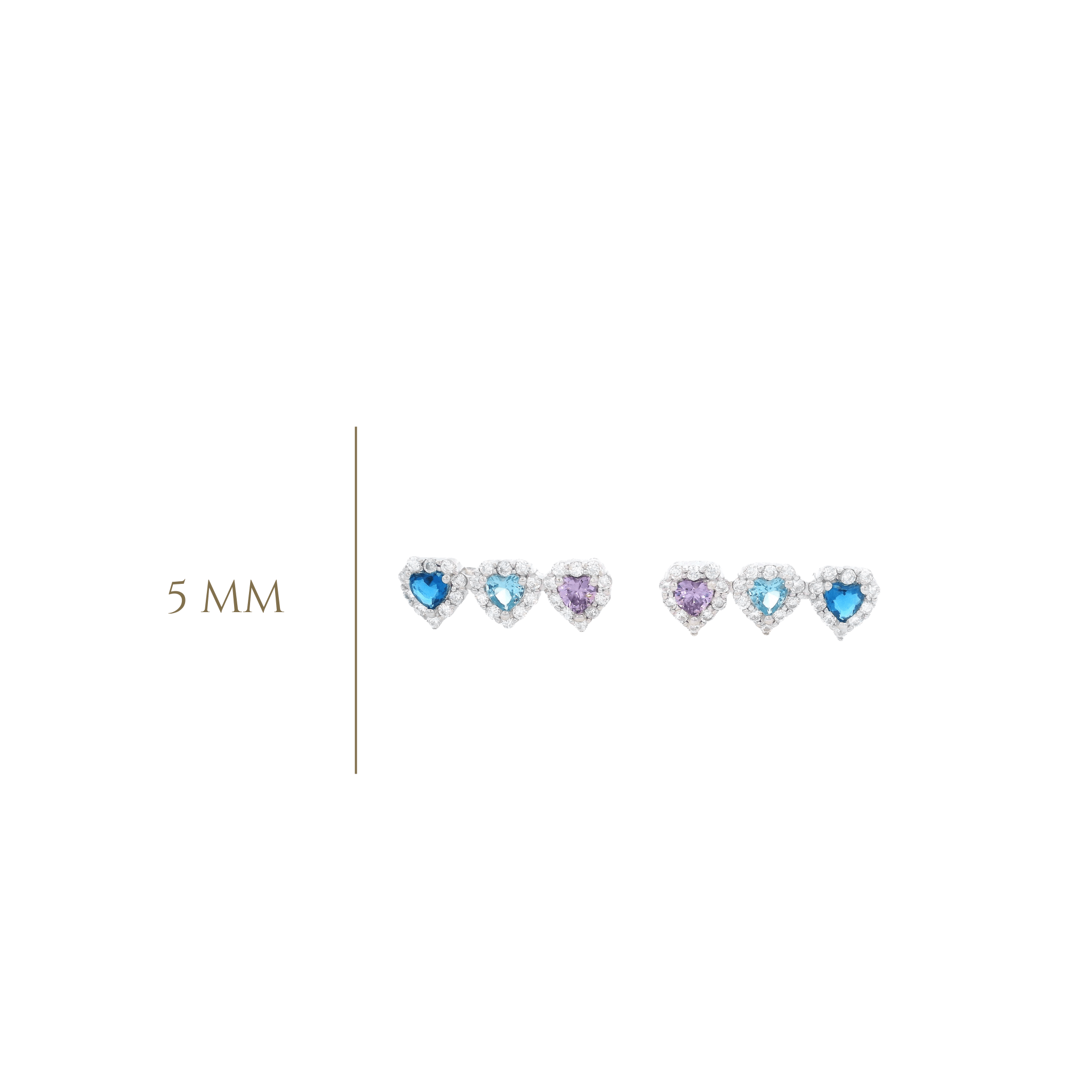 925SS TRIPLE HEART BLUE CZ EARRINGS - C'SANTOS