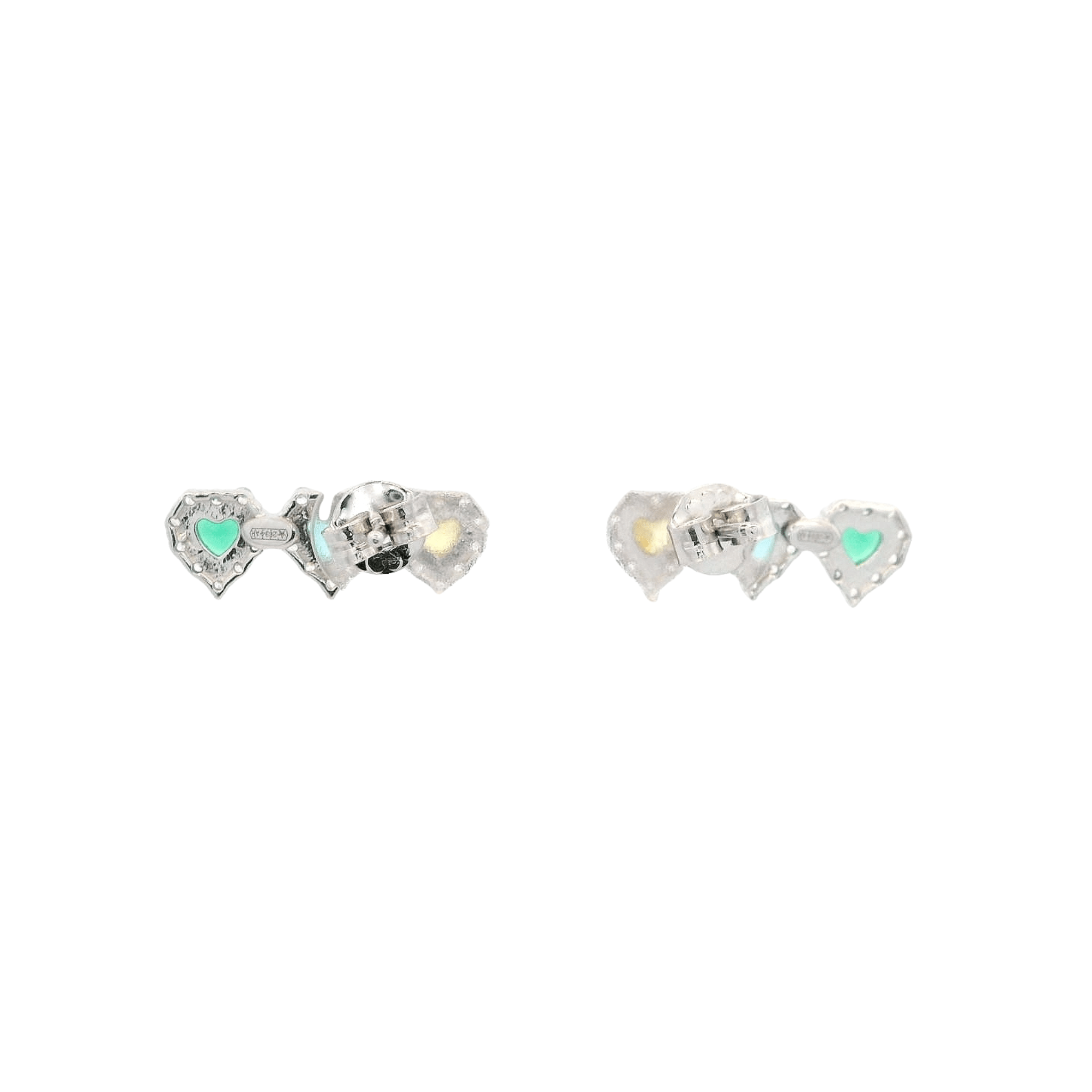 925SS TRIPLE HEART GREEN CZ EARRINGS - C'SANTOS