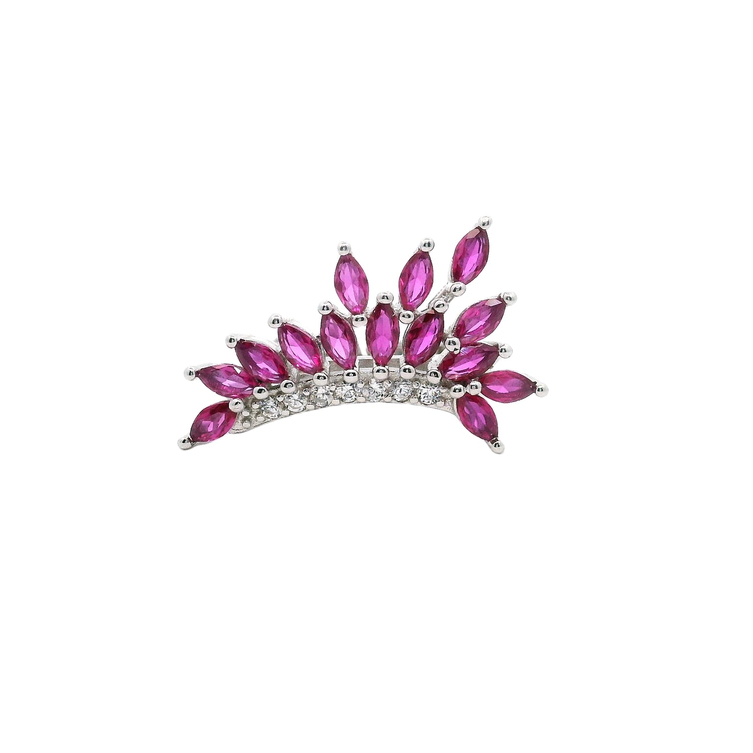 925SS WINGS PINKISH RED CZ ADJUSTABLE RING - C'SANTOS