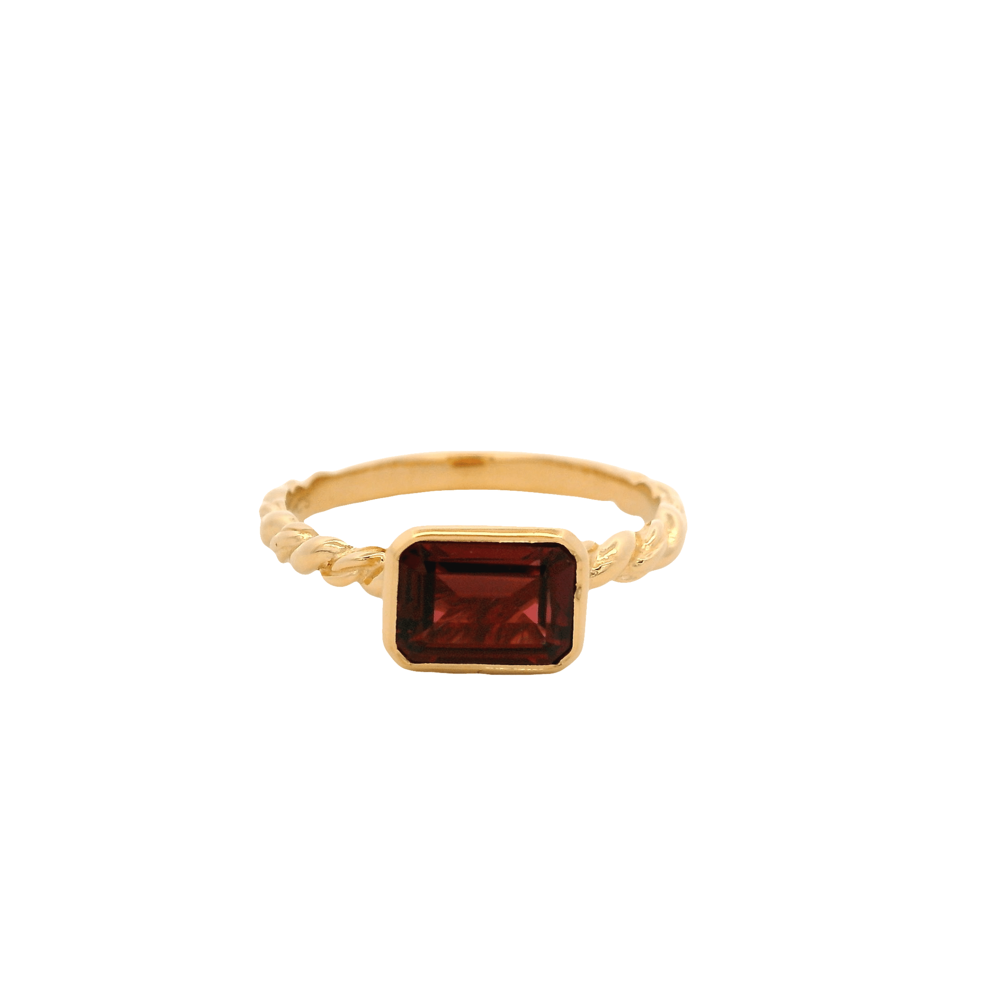 925YG BAGUETTE GARNET GILT RING T6.5 - C'SANTOS