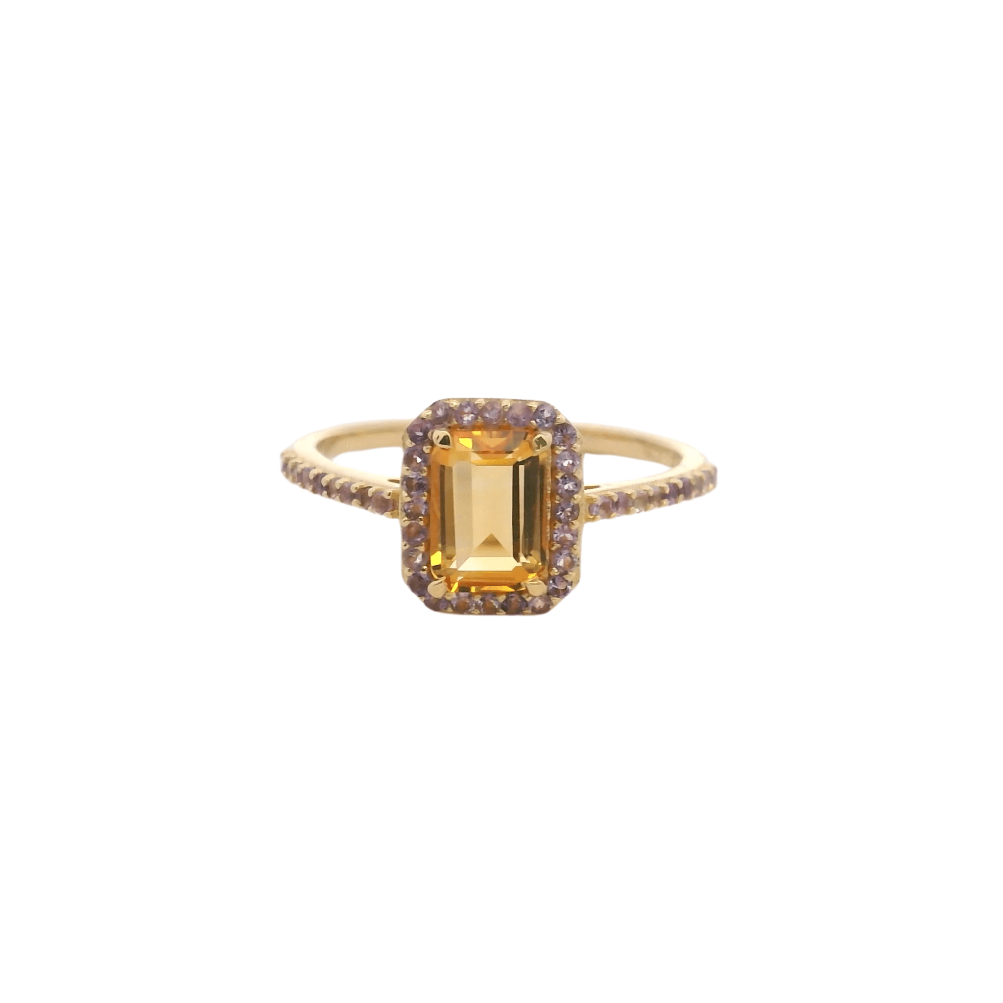 925YG BAQUETTE CITRINE AROUND AMETHYST RING T6.5 - C'SANTOS