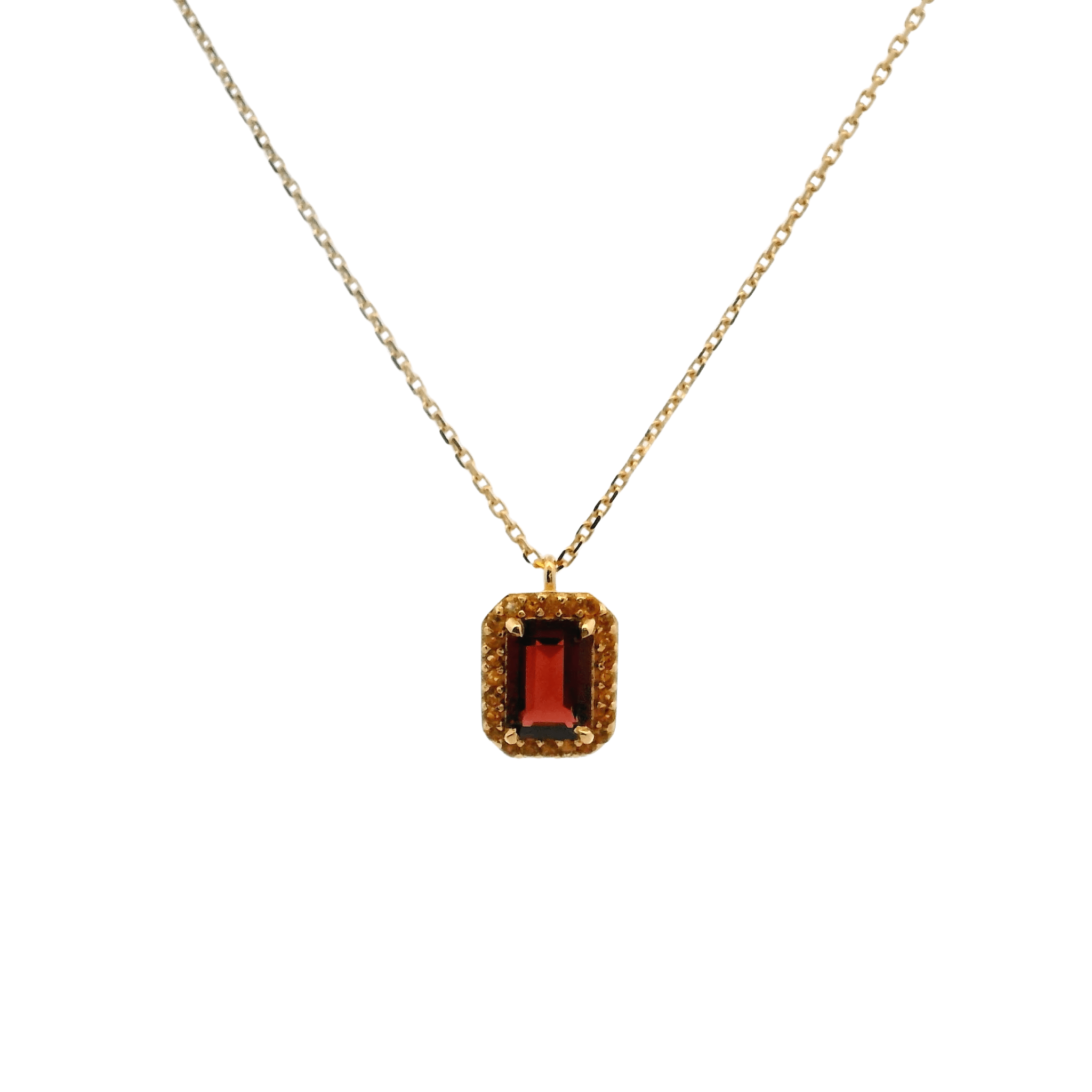 925YG BAQUETTE GARNET AROUND CITRINE NECKLACE - C'SANTOS
