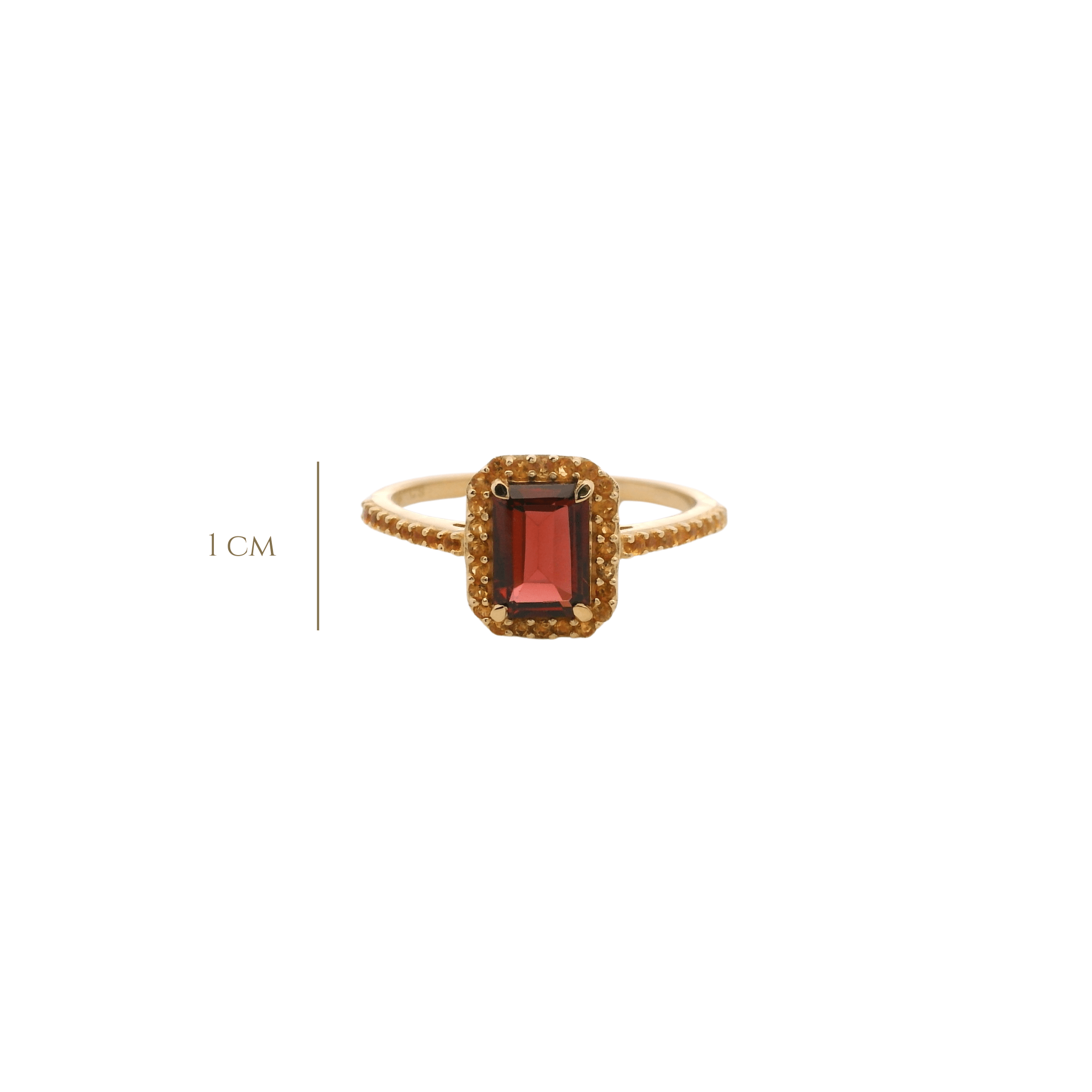 925YG BAQUETTE GARNET AROUND CITRINE RING T6.5 - C'SANTOS