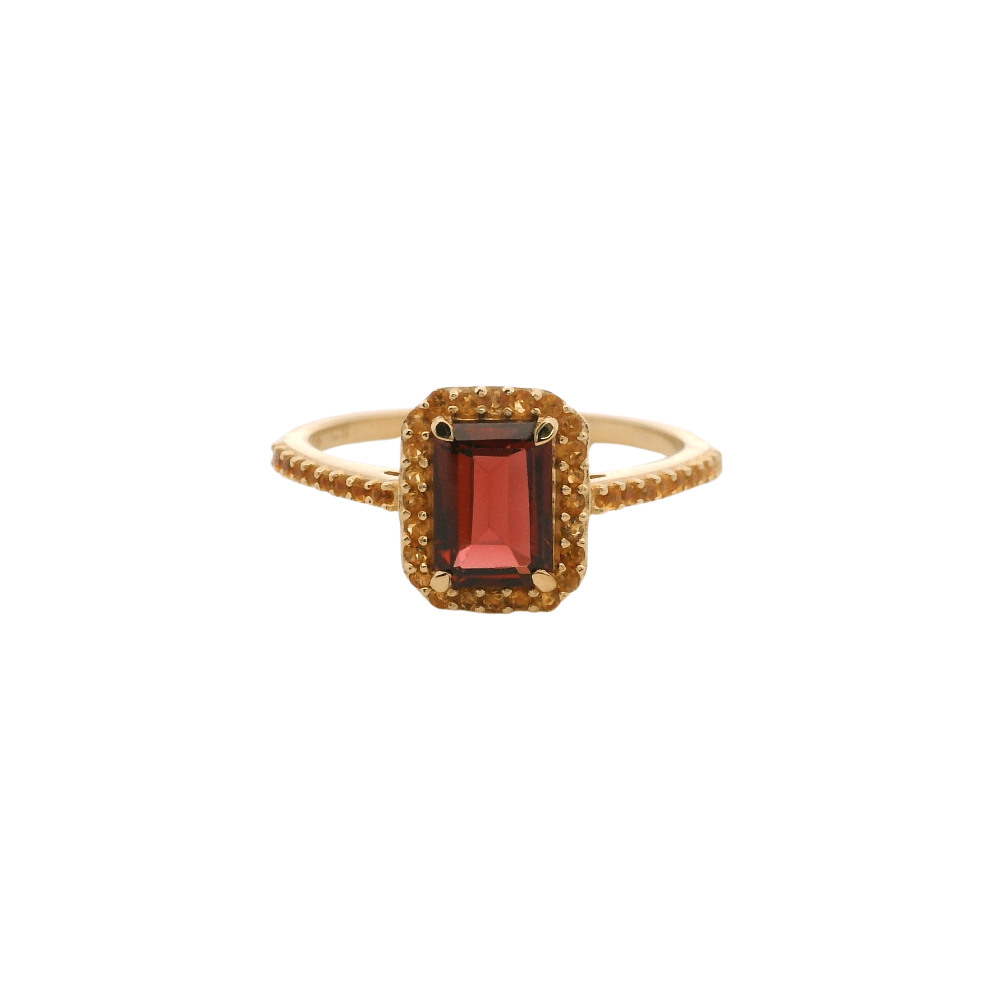 925YG BAQUETTE GARNET AROUND CITRINE RING T6.5 - C'SANTOS