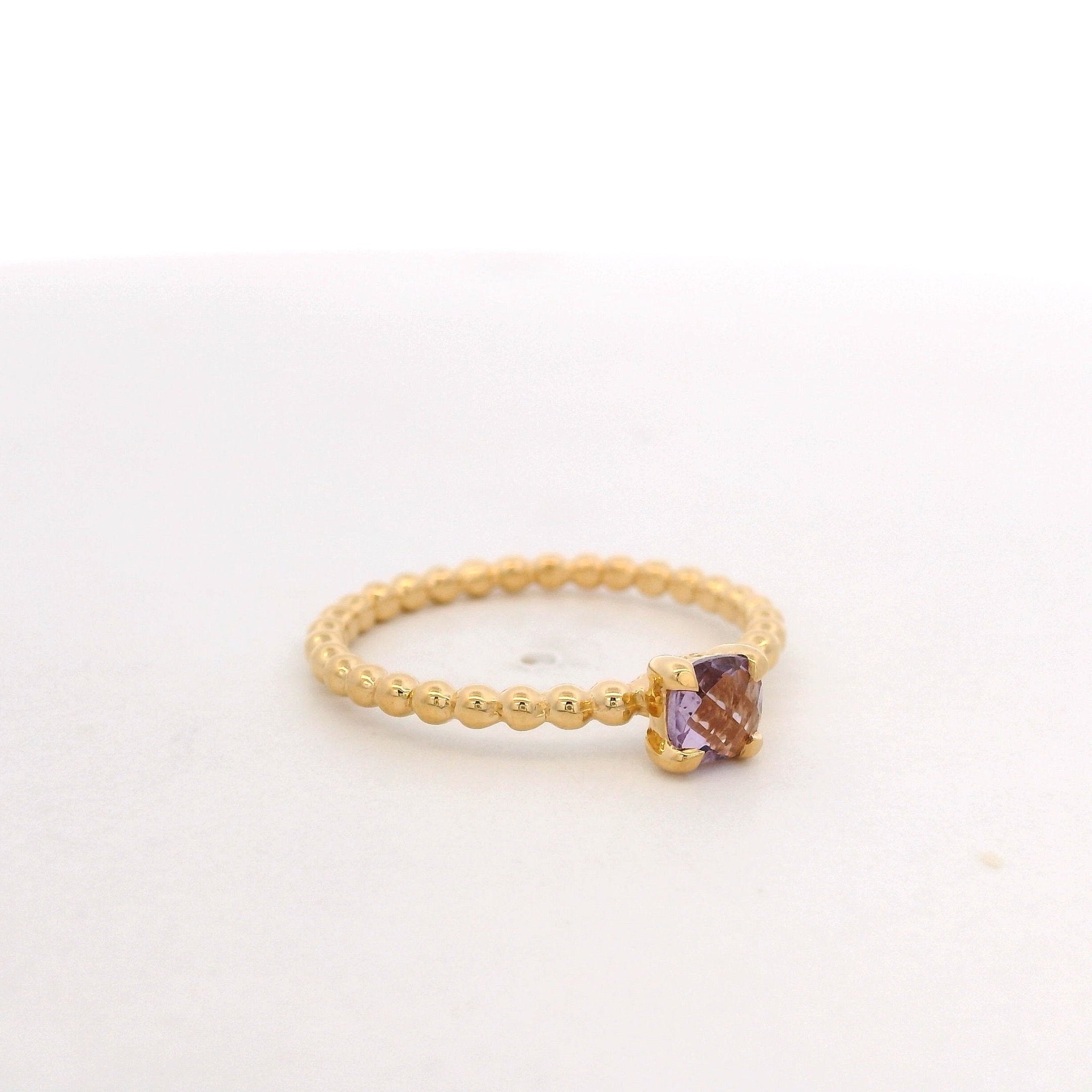 925YG BEANDS AMETHYST SOLITARY RING T6.5 - C'SANTOS