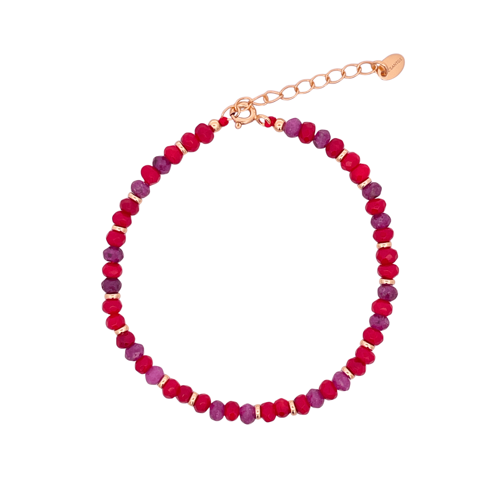 925YG BEANDS AND BALL GOLD BRACELET CORAL & IOLITE - C'SANTOS