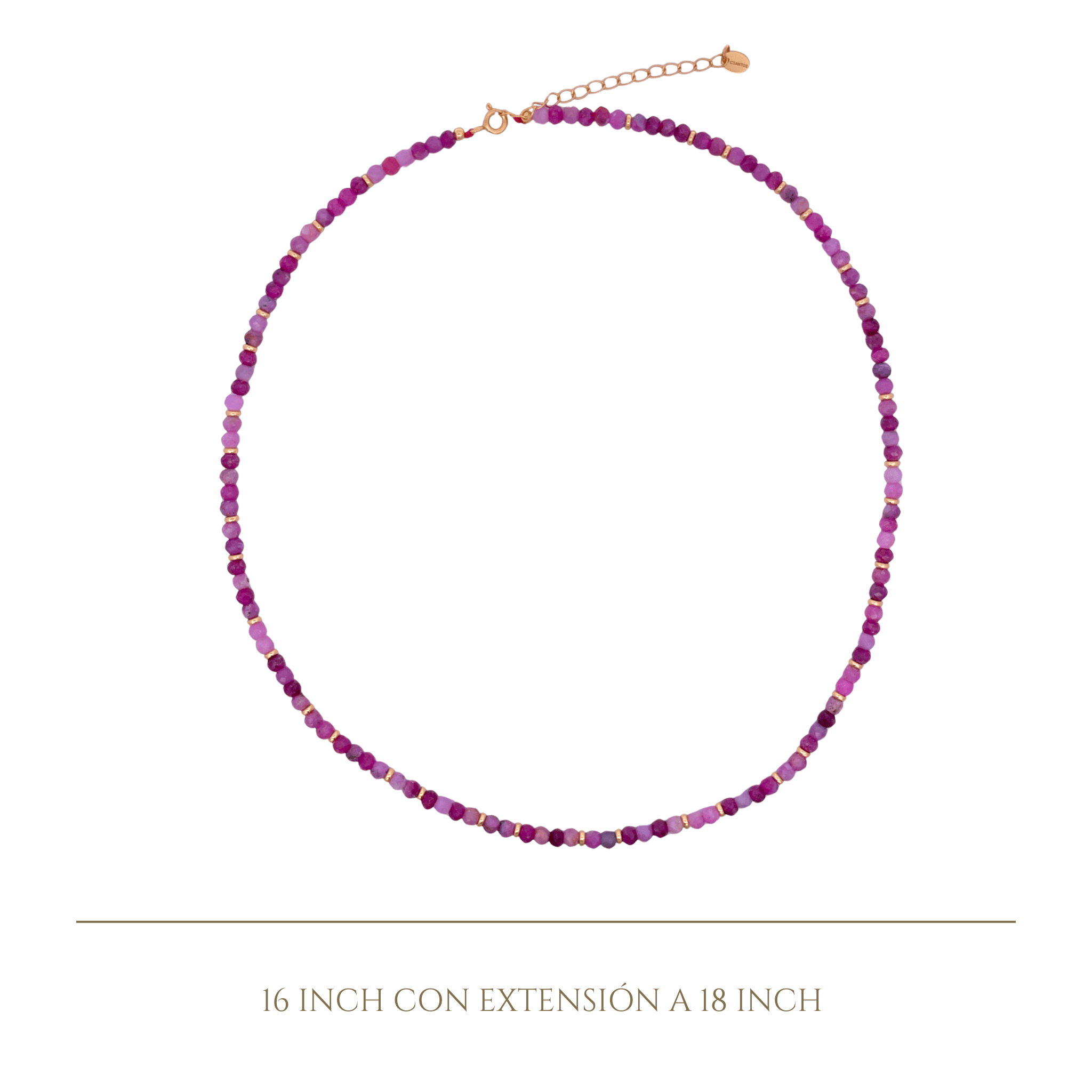 925YG BEANDS AND BALL GOLD NECKLACE PINK TOURMALINE - C'SANTOS