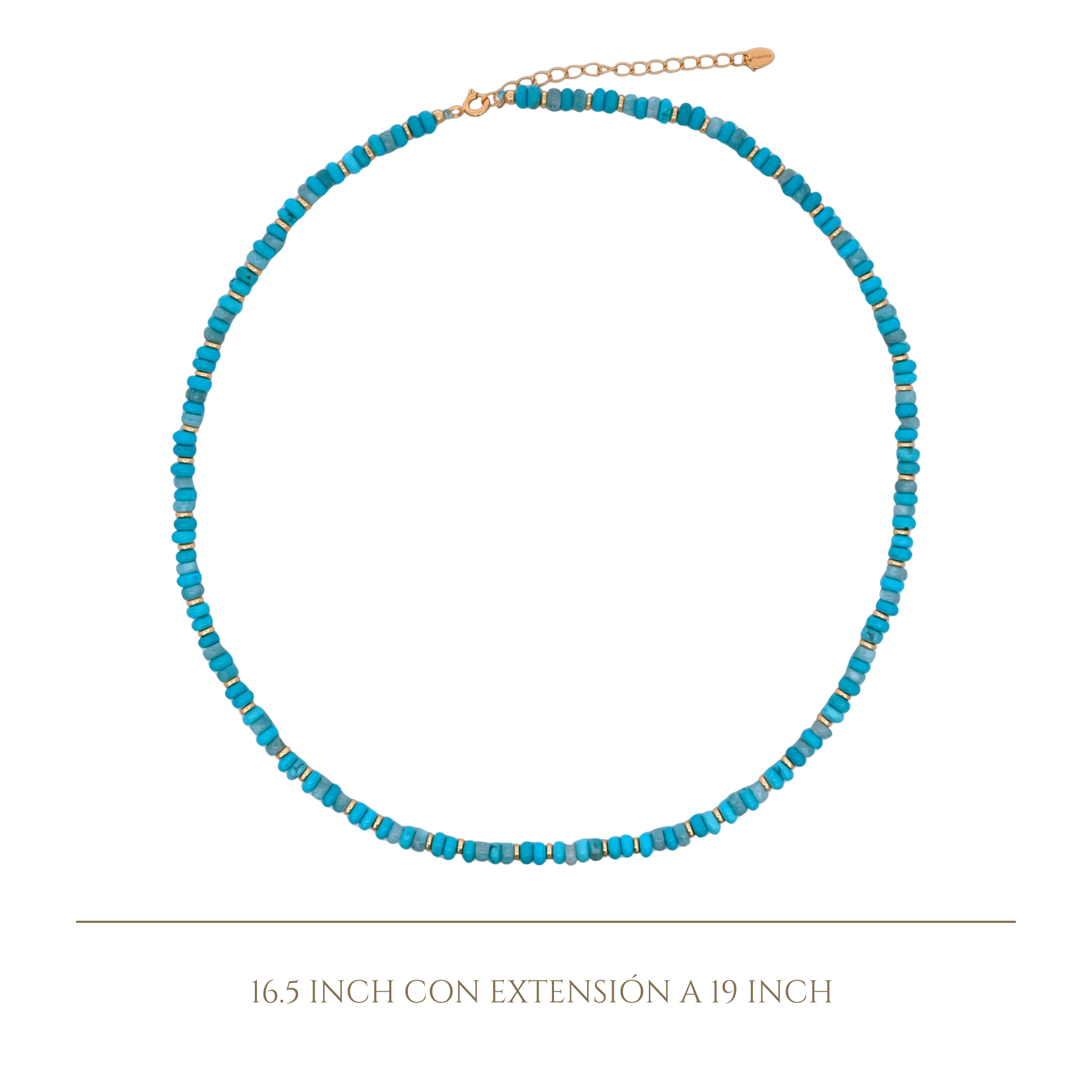 925YG BEANDS AND BALL GOLD NECKLACE TURQUOISE - C'SANTOS