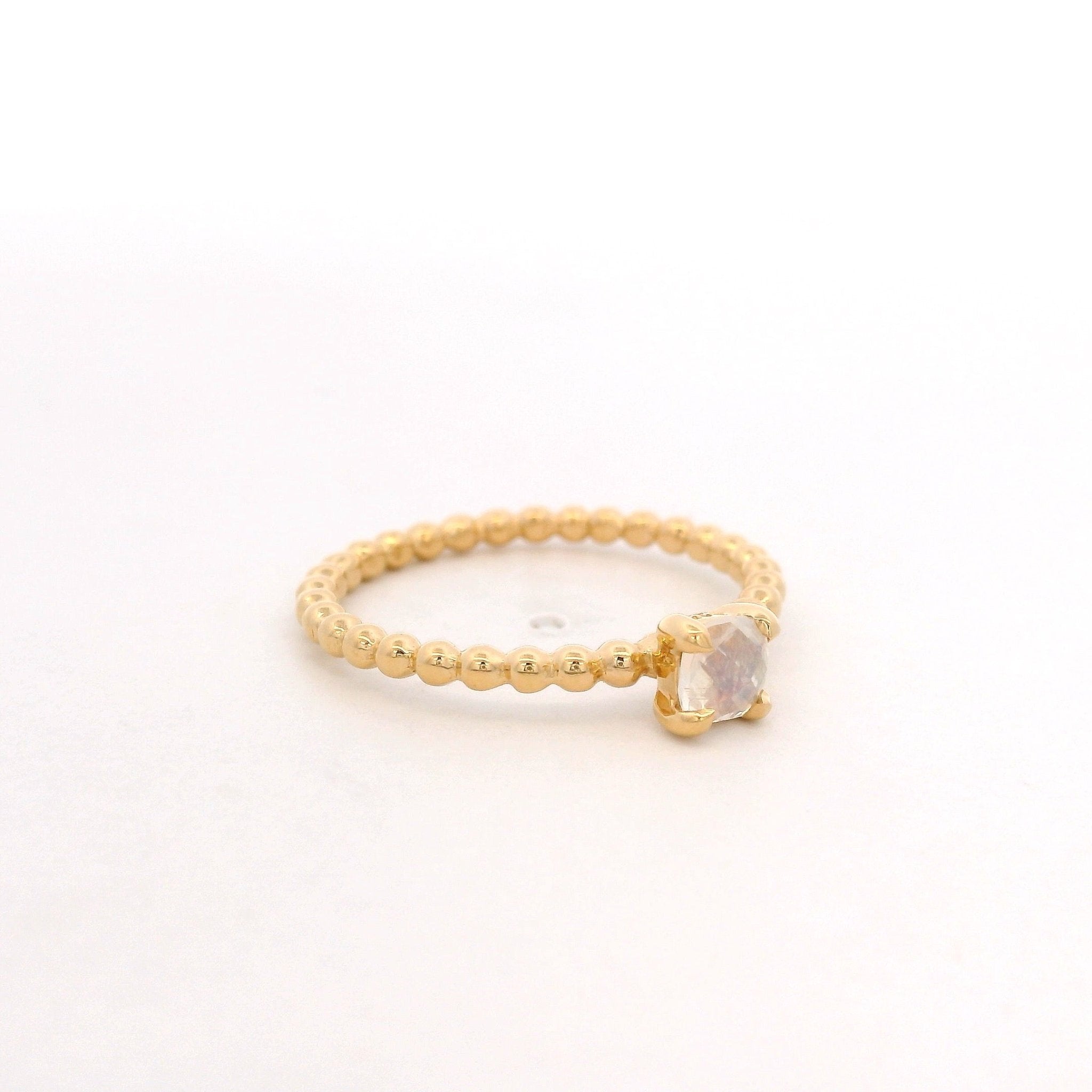 925YG BEANDS MOOSTONE SOLITARY RING T6.5 - C'SANTOS