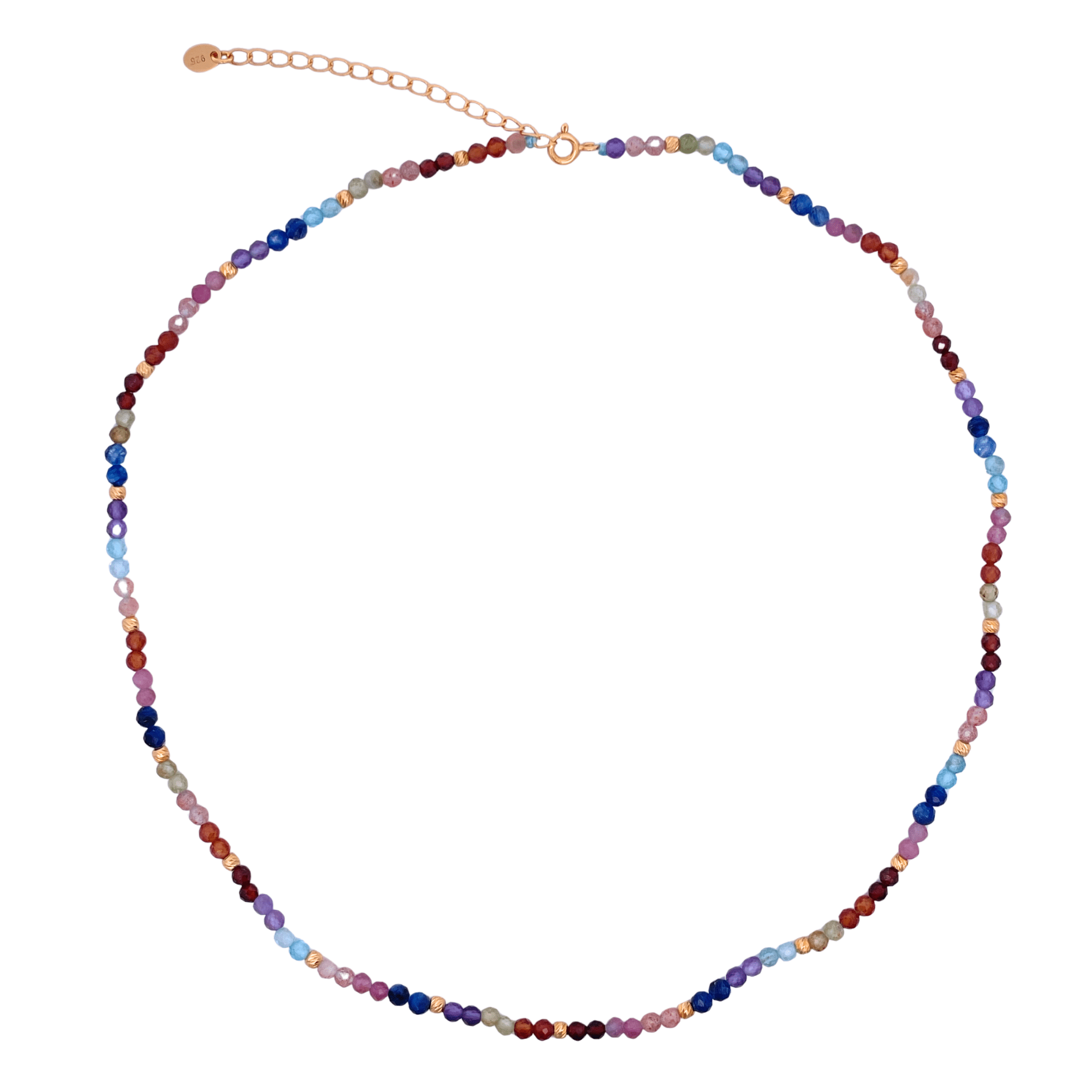 925YG BEANDS NECKLACE GRANATE TOURMALINE - C'SANTOS