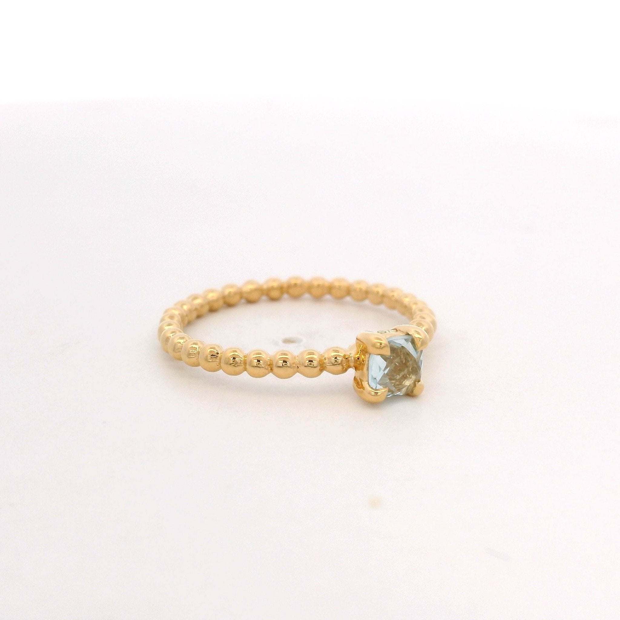 925YG BEANDS TOPAZ BLUE SOLITARY RING T6.5 - C'SANTOS