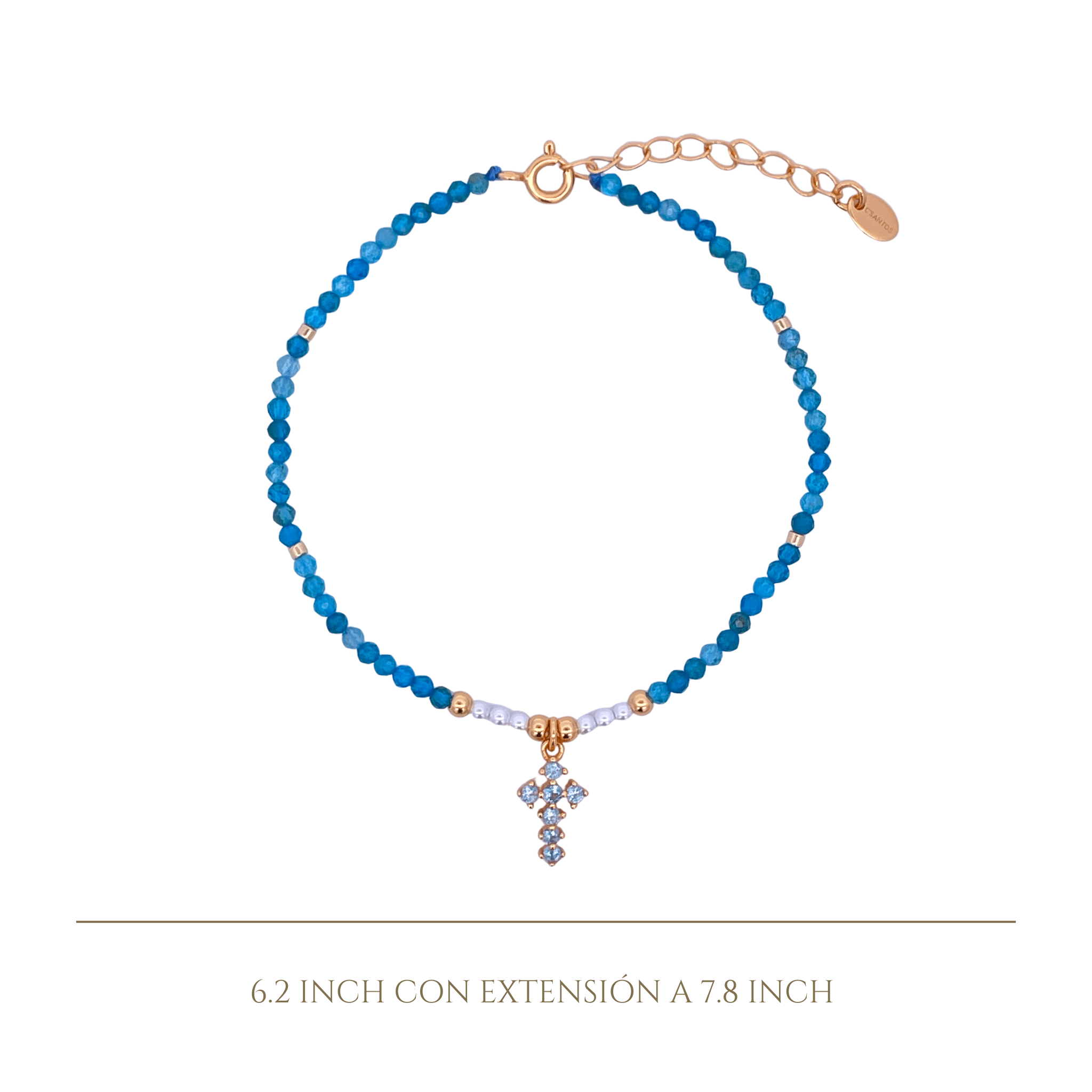 925YG BEANDS WITH BALL GOLD BRACELET TOURMALINE BLUE - C'SANTOS