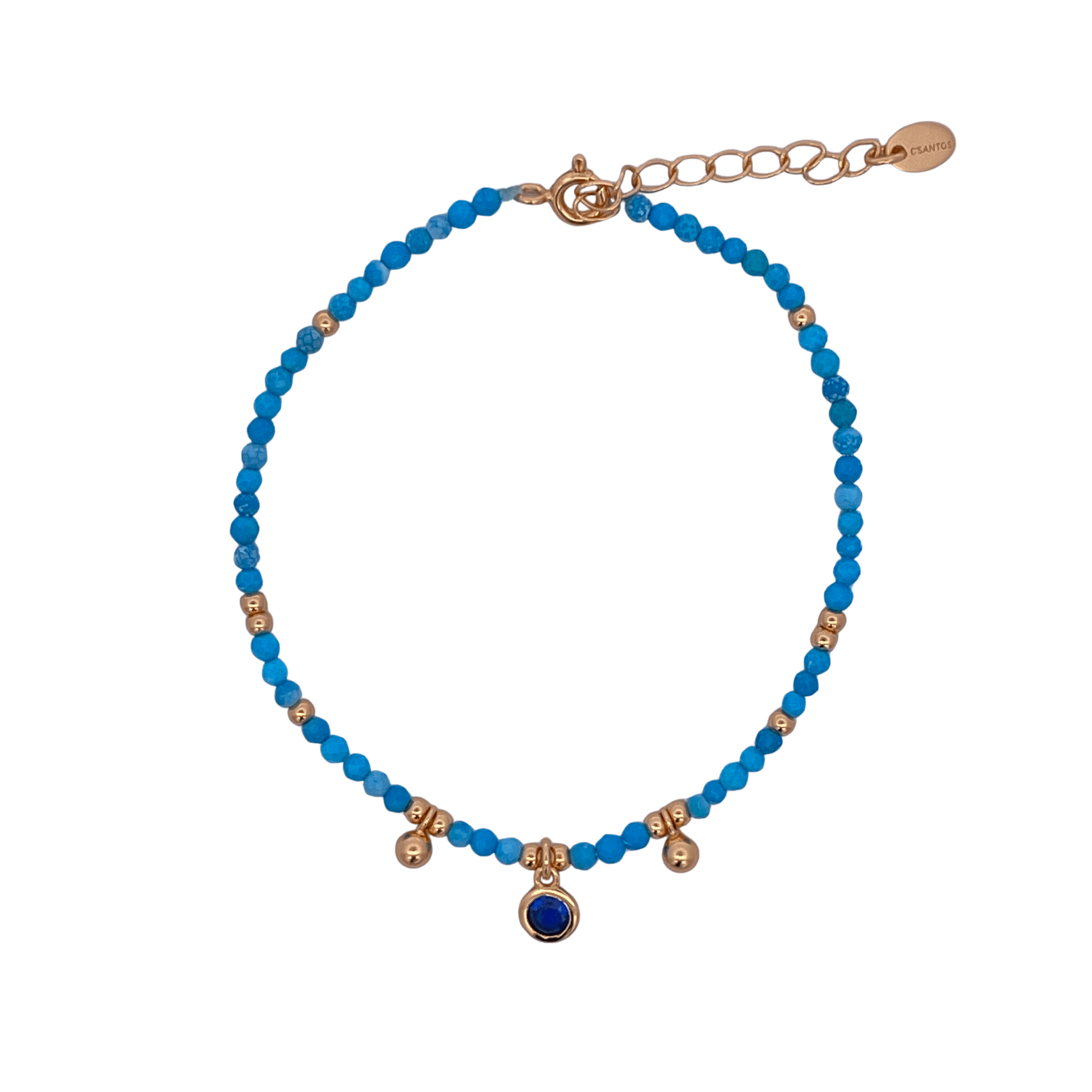 925YG BEANDS WITH BEZEL BRACELET HOWLITE TURQUOISE - C'SANTOS