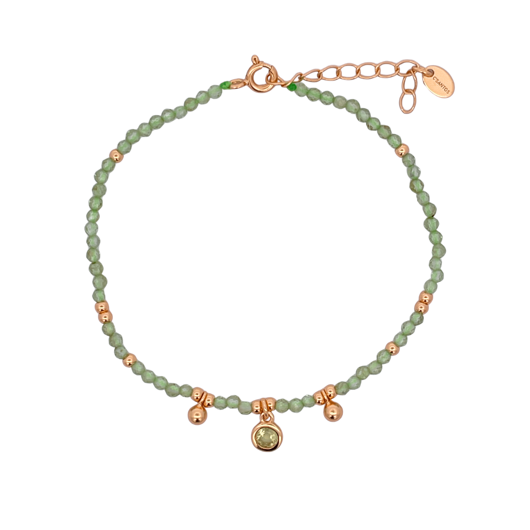 925YG BEANDS WITH BEZEL BRACELET PERIDOT - C'SANTOS