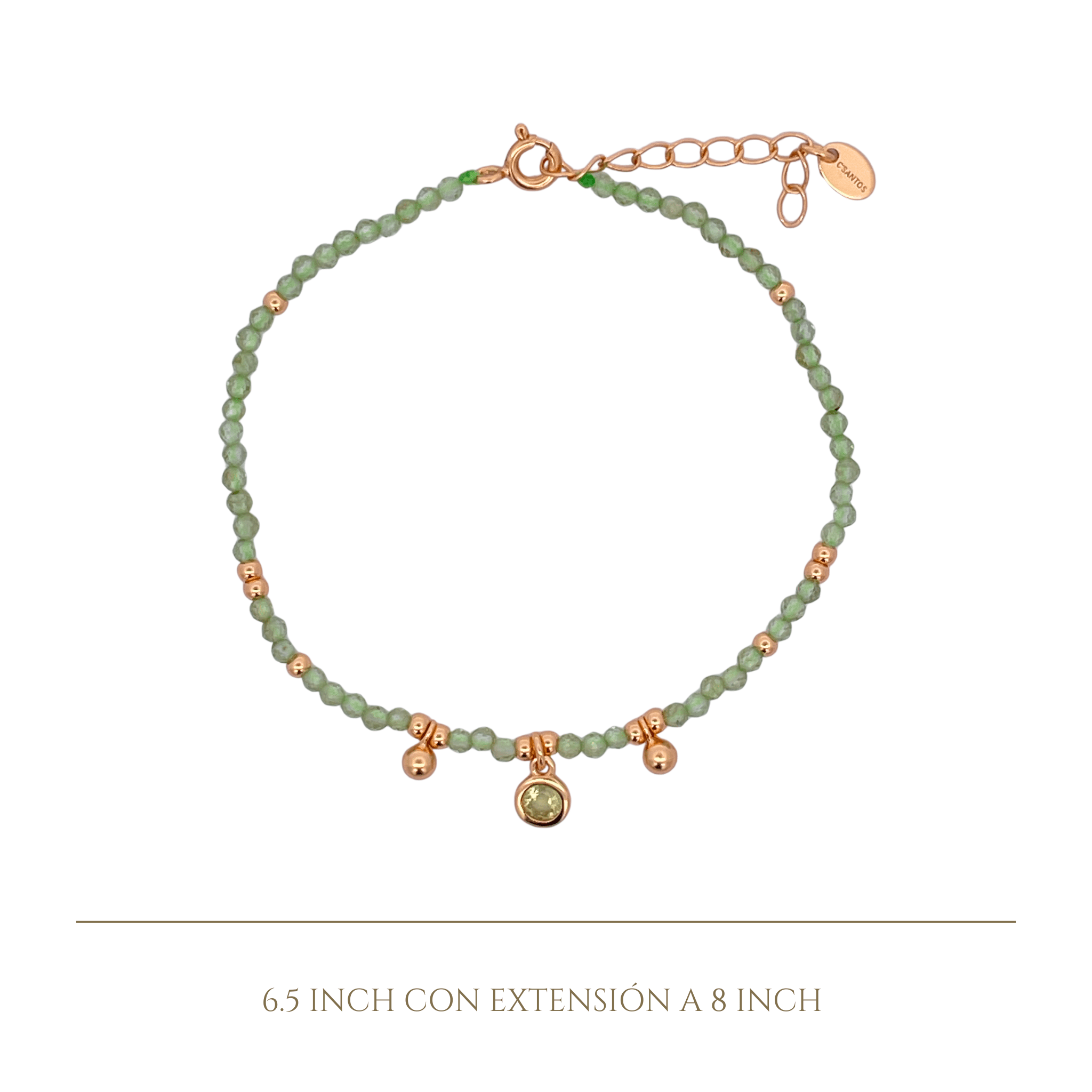 925YG BEANDS WITH BEZEL BRACELET PERIDOT - C'SANTOS