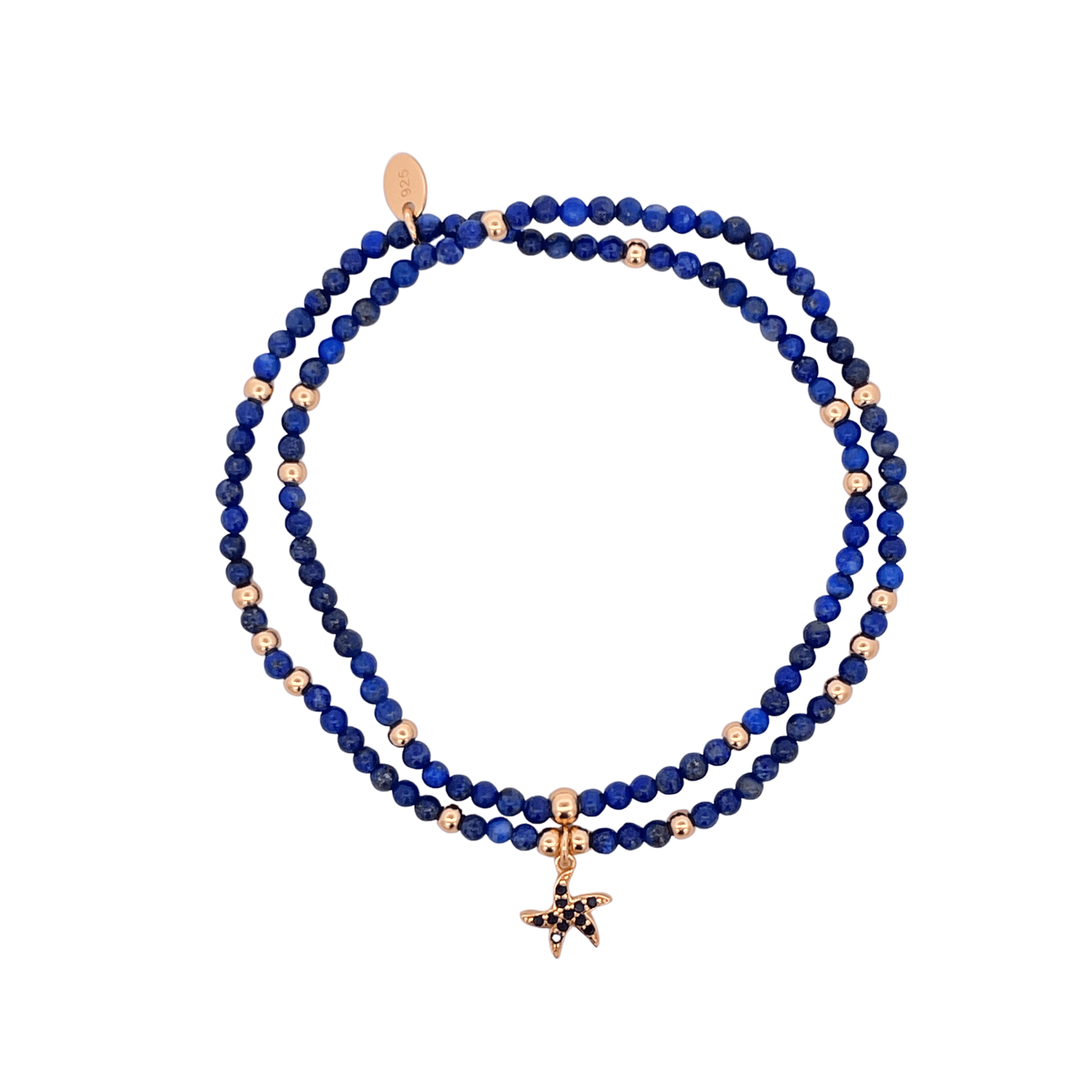 925YG BEANDS WITH STARFISH BRACELET LAPIS - C'SANTOS