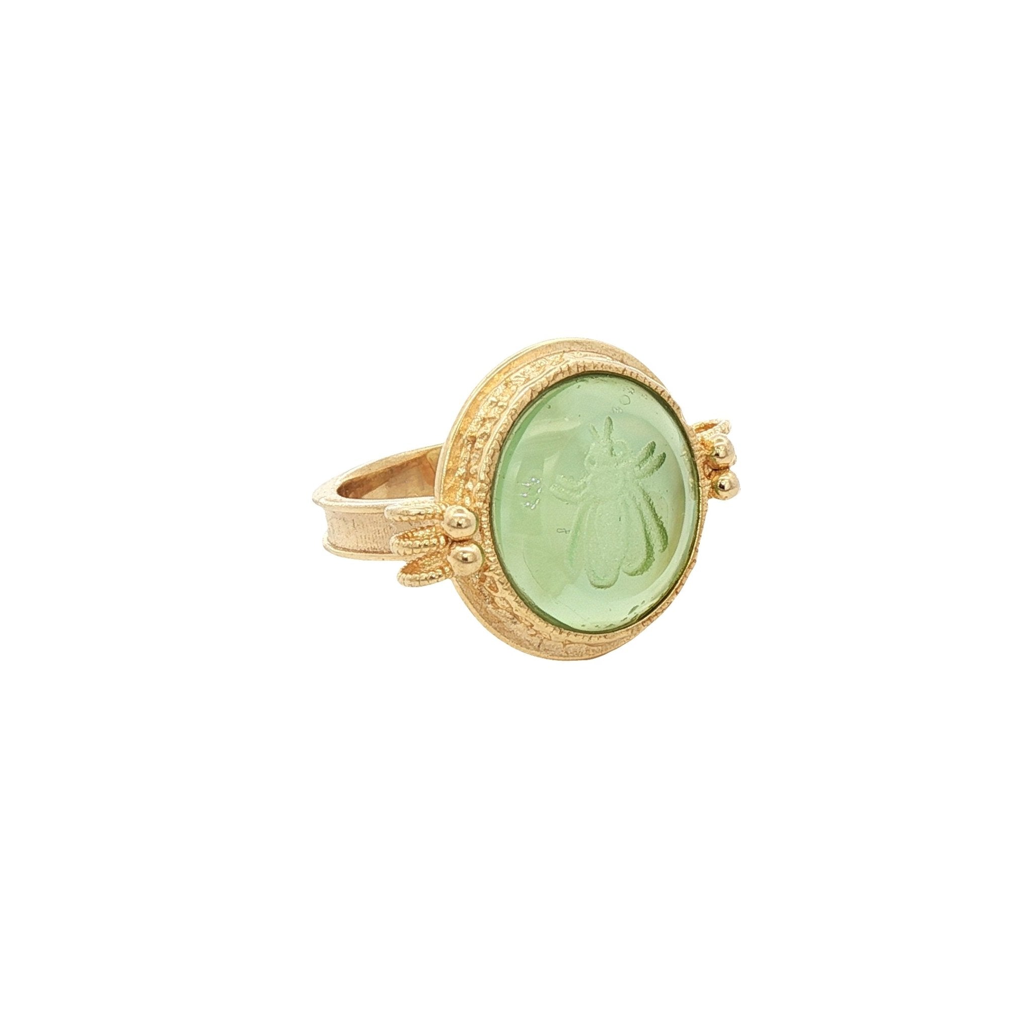 925YG BEE GREEN RING T6 - C'SANTOS