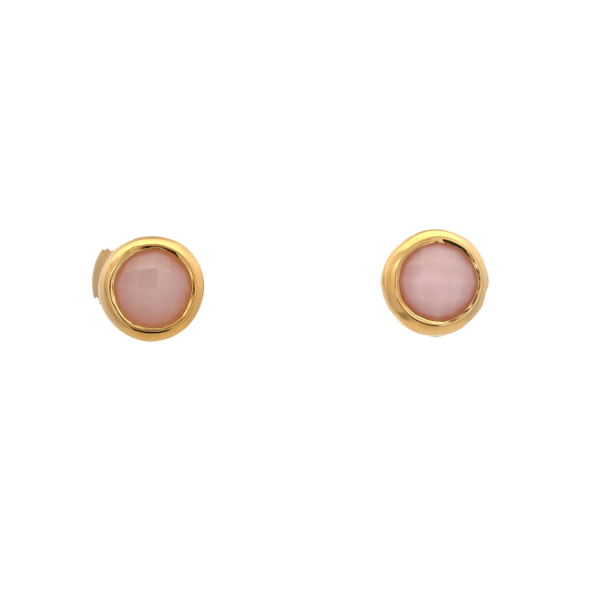 925YG BEZEL OPAL PINK SOLITARY EARRINGS - C'SANTOS