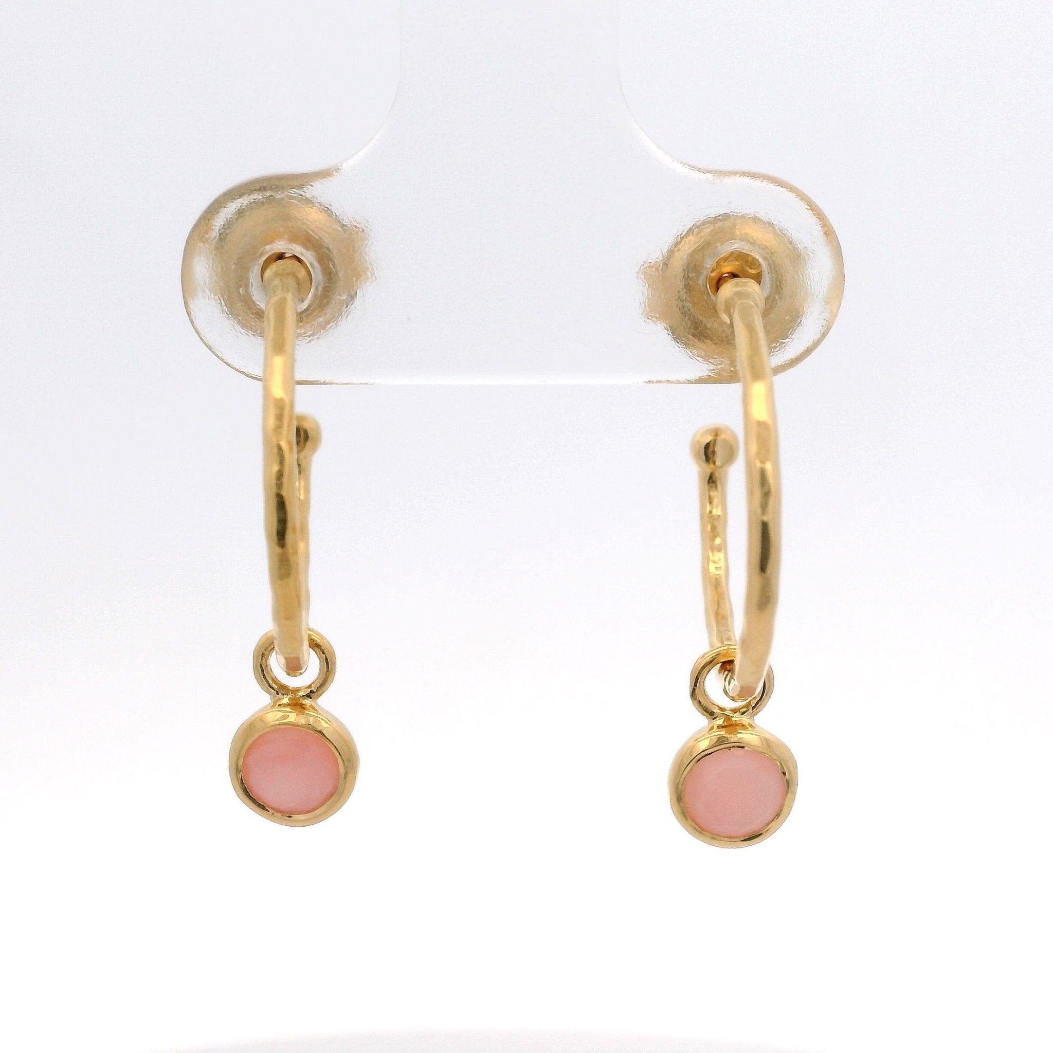 925YG BEZEL OPAL PINK SOLITARY HUGGIES - C'SANTOS