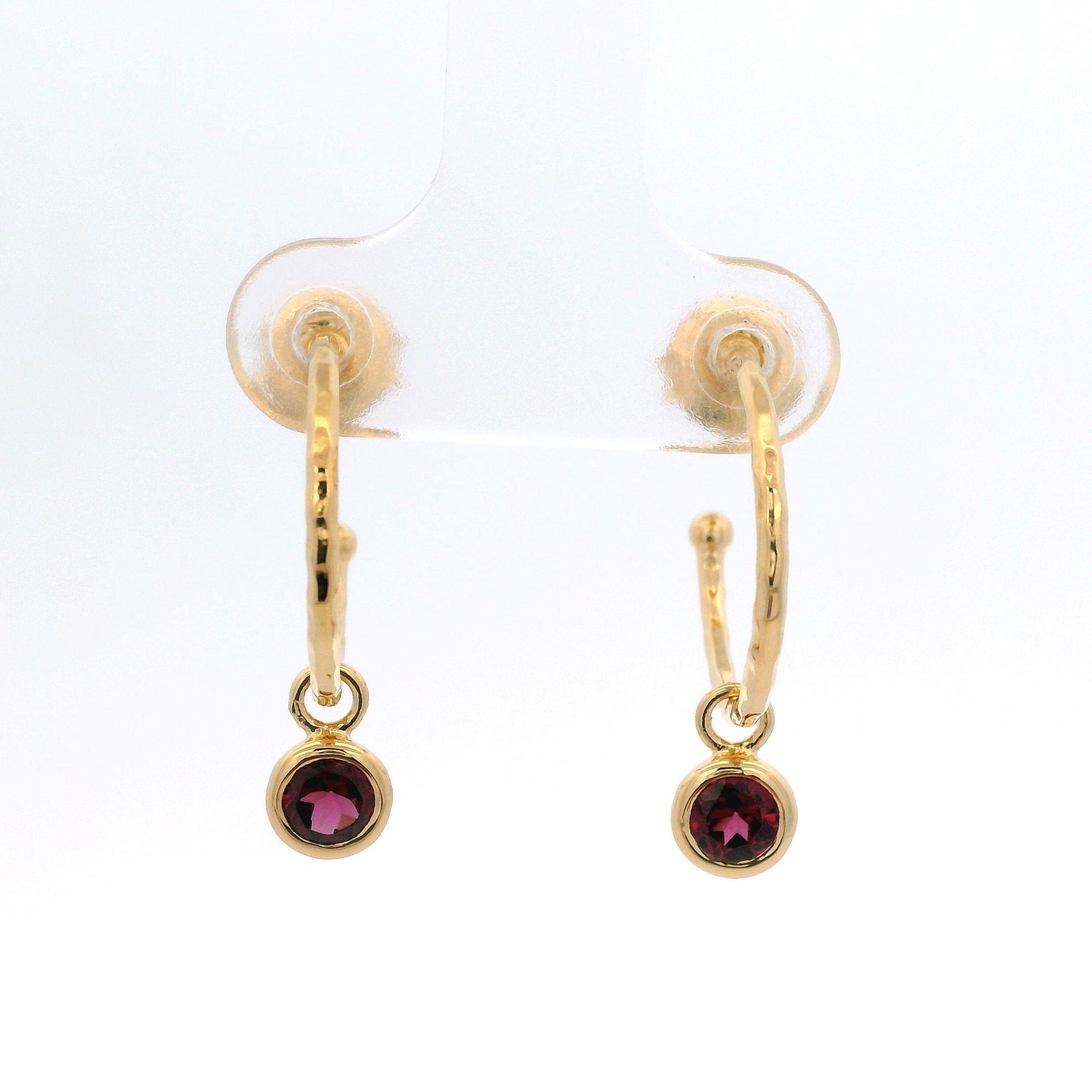 925YG BEZEL RHODOLITE GARNET SOLITARY HUGGIES - C'SANTOS