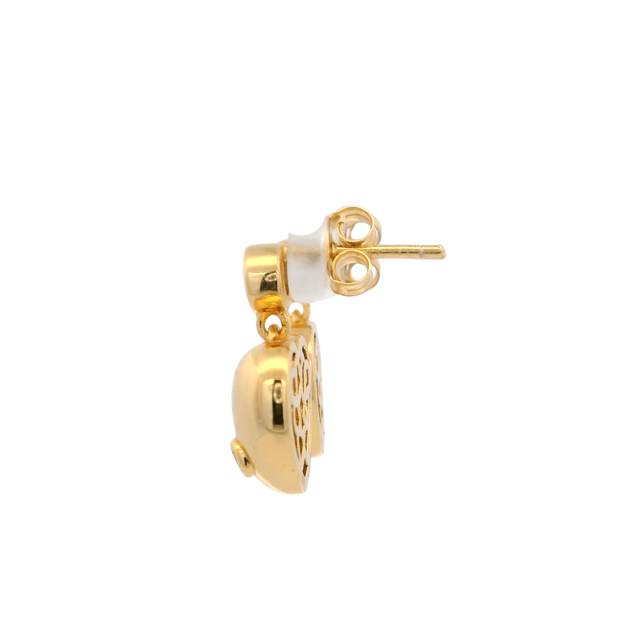 925YG BEZEL WITH HEART SMOOTH EARRINGS - C'SANTOS