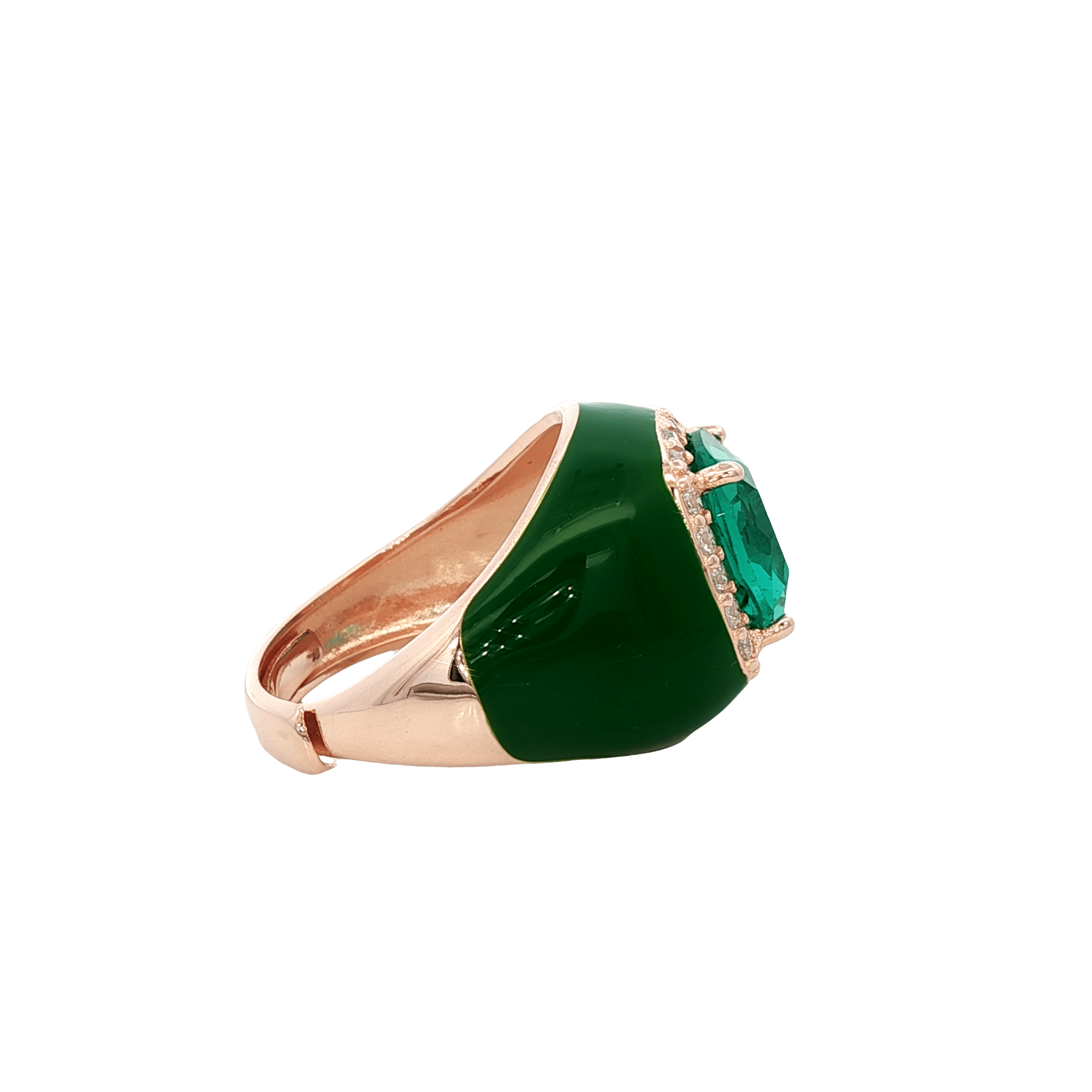 925YG BIG SQUARE GREEN CZ RING - C'SANTOS