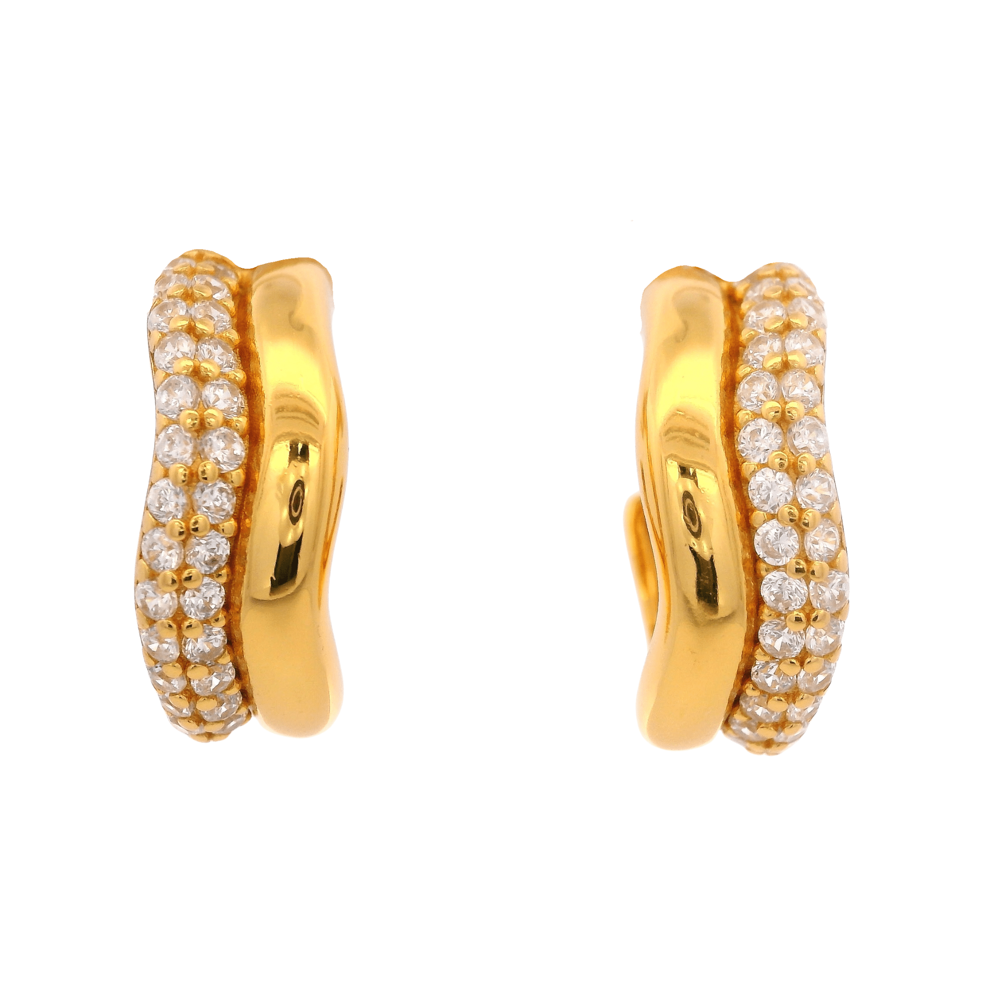 925YG CHUNKY DOUBLE LINE HOOPS CZ - C'SANTOS