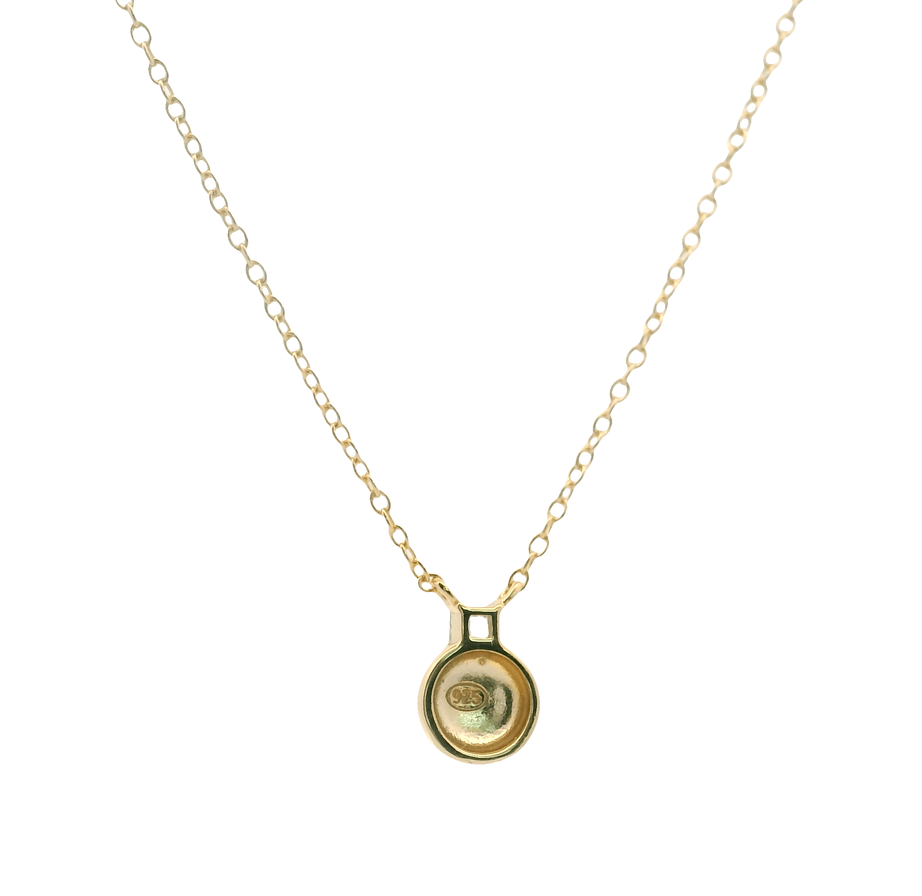 925YG CIRCLE SMOOTH WITH CZ NECKLACE - C'SANTOS