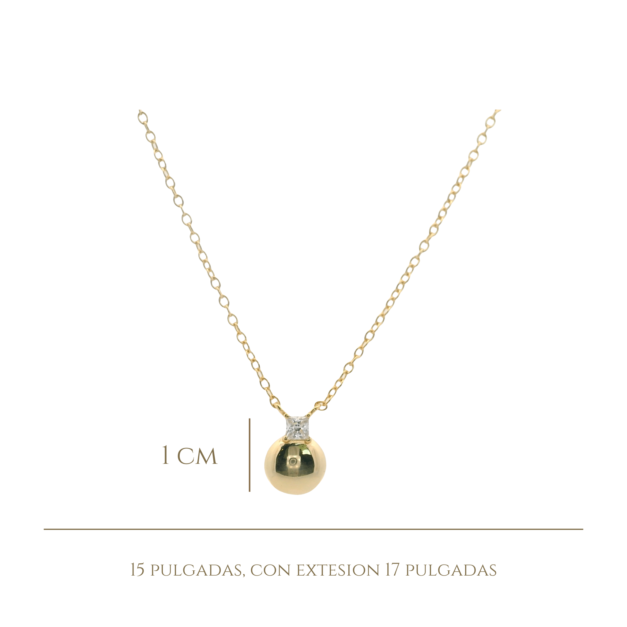 925YG CIRCLE SMOOTH WITH CZ NECKLACE - C'SANTOS