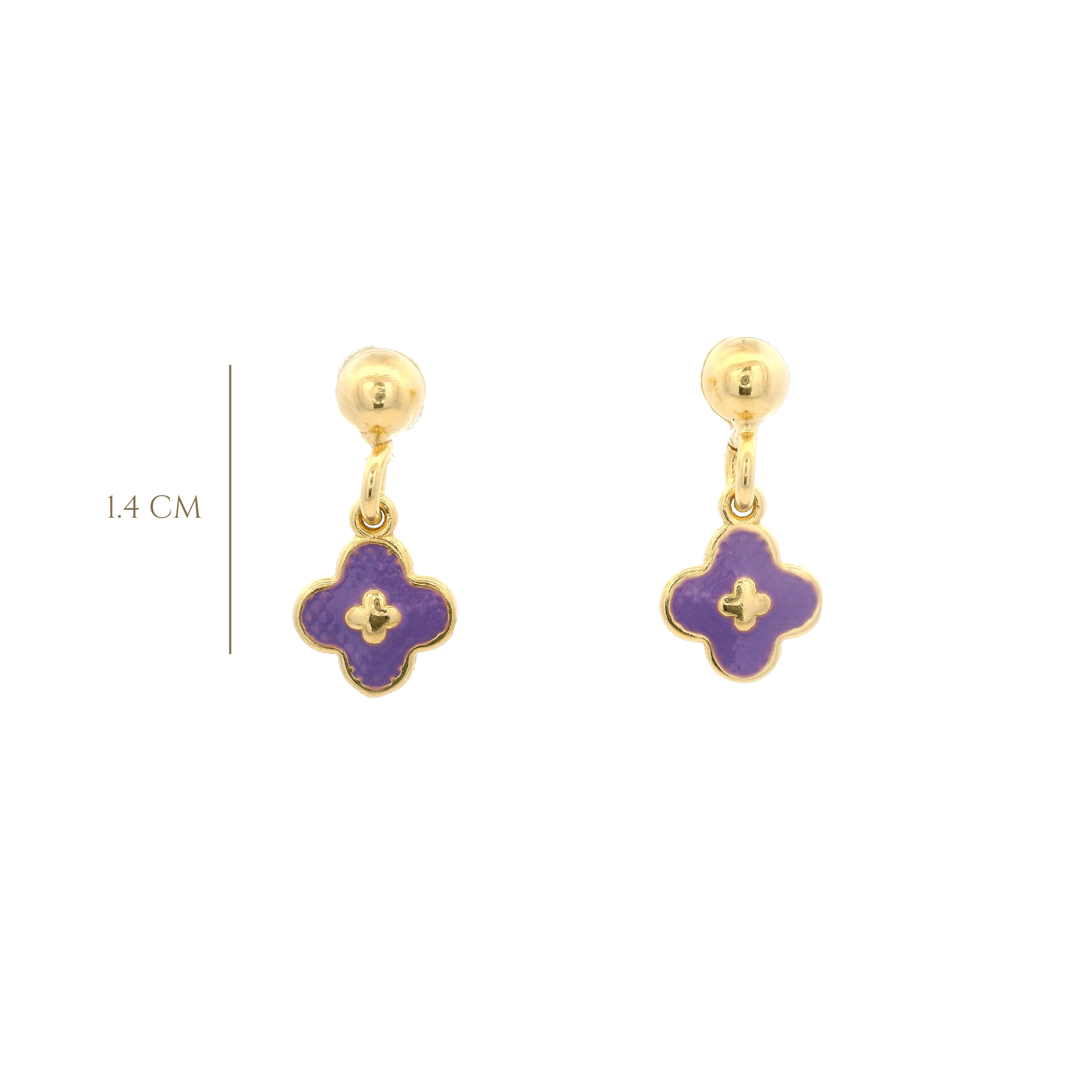 925YG CLOVER PURPLE ENAMEL EARRINGS - C'SANTOS