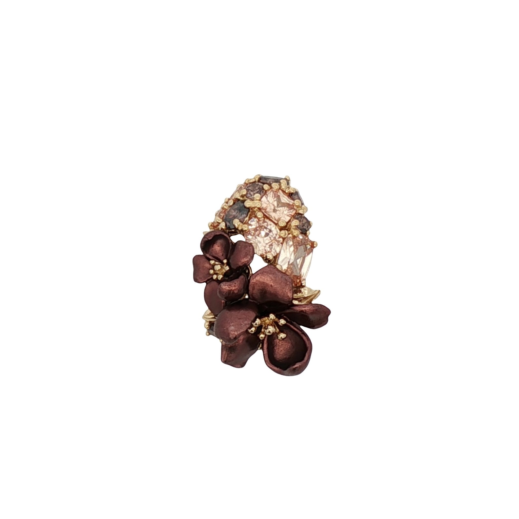 925YG CLUSTER FLOWERS ALUMINIUM BROWN CHAMPANGE BROWN CZ PENDANT - C'SANTOS