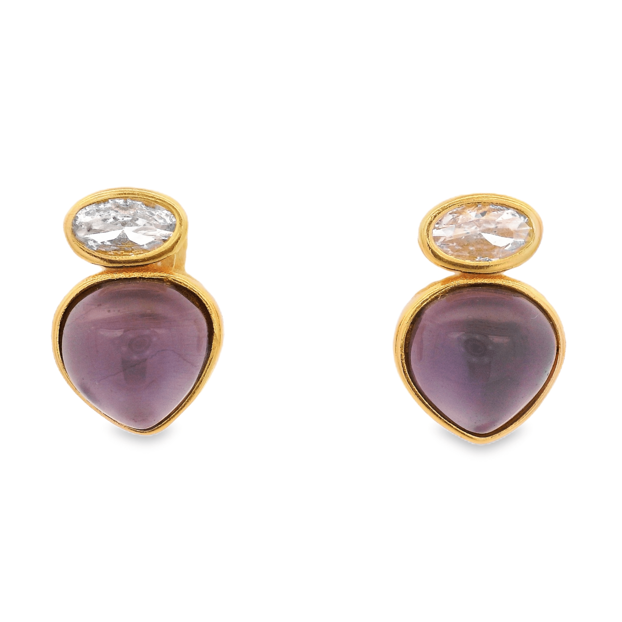 925YG DOUBLE BRIOLETTE EARRINGS MOP & CZ - C'SANTOS