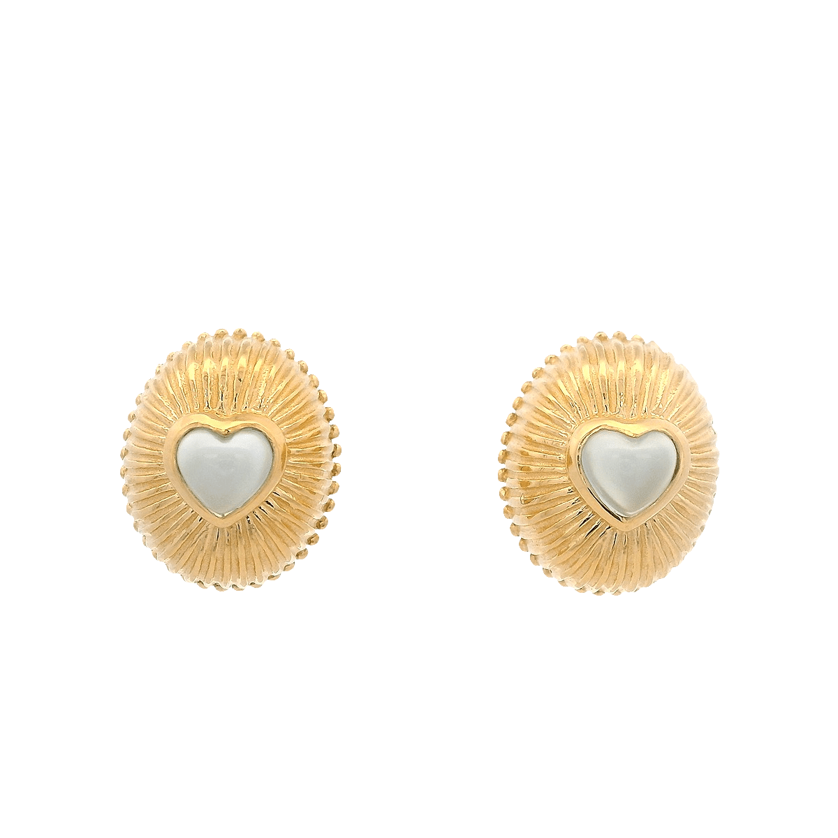 925YG DROP DOME AND HEART CHALCEDONY EARRINGS - C'SANTOS