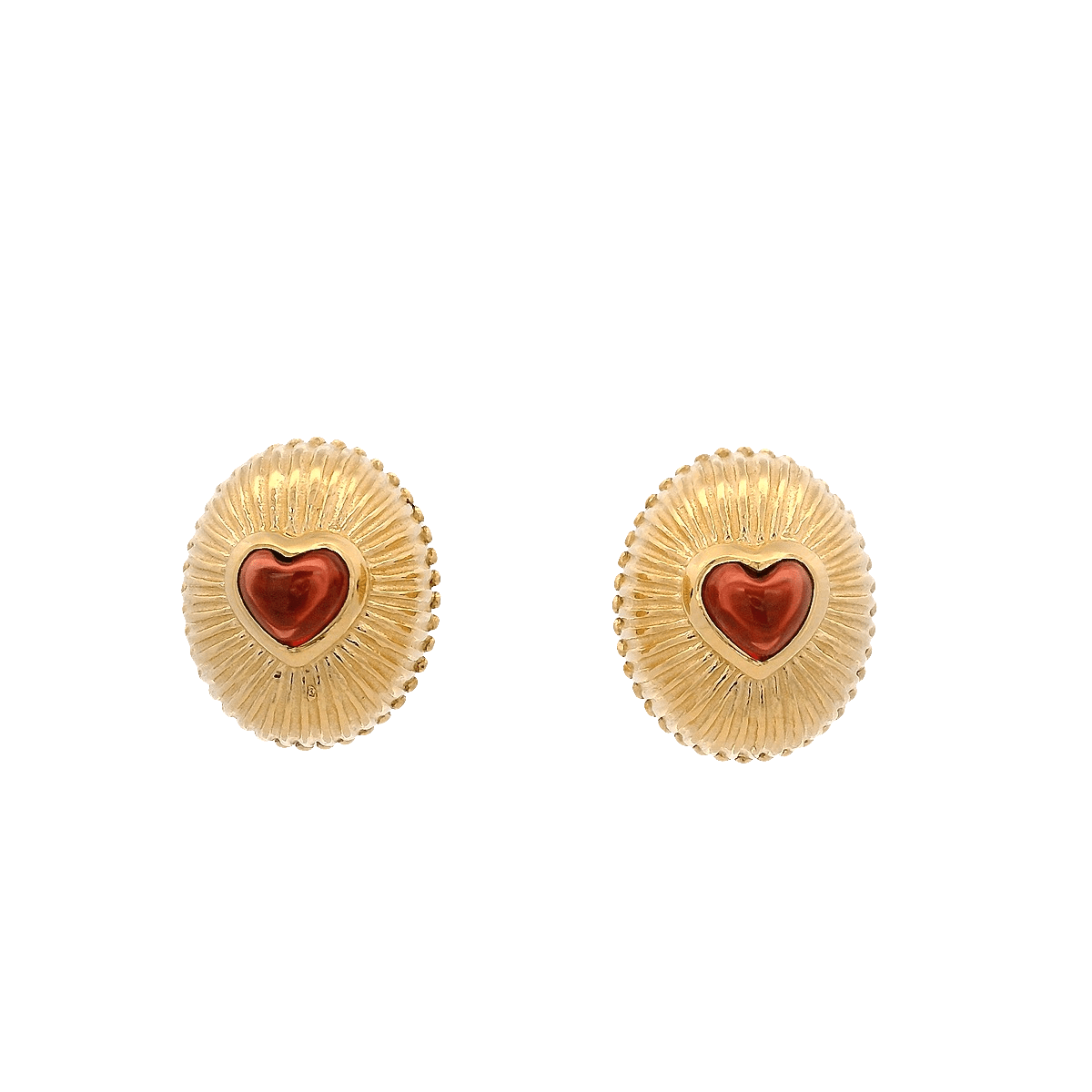 925YG DROP DOME AND HEART GARNET EARRINGS - C'SANTOS