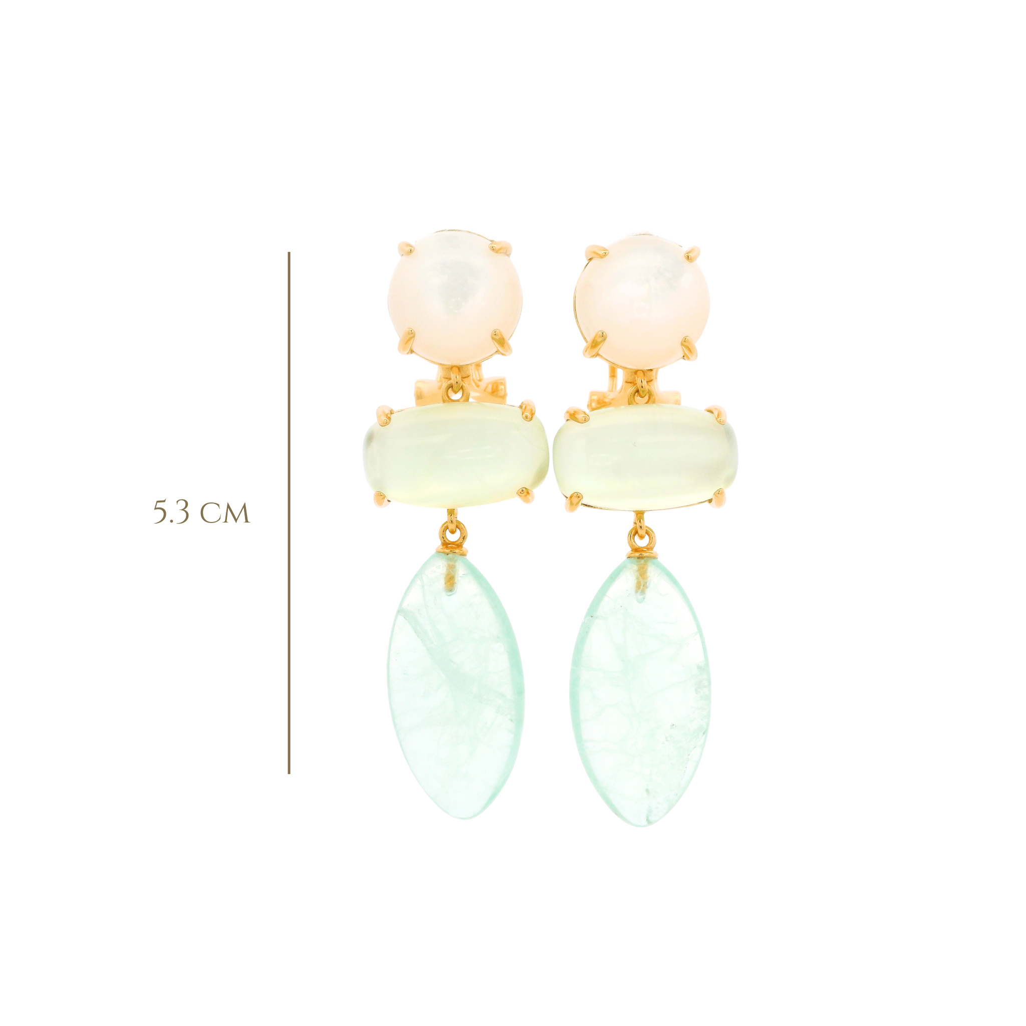 925YG DROP TRIPLE SHAPE EARRINGS MOP & QUARTZ SKY BLUE - C'SANTOS
