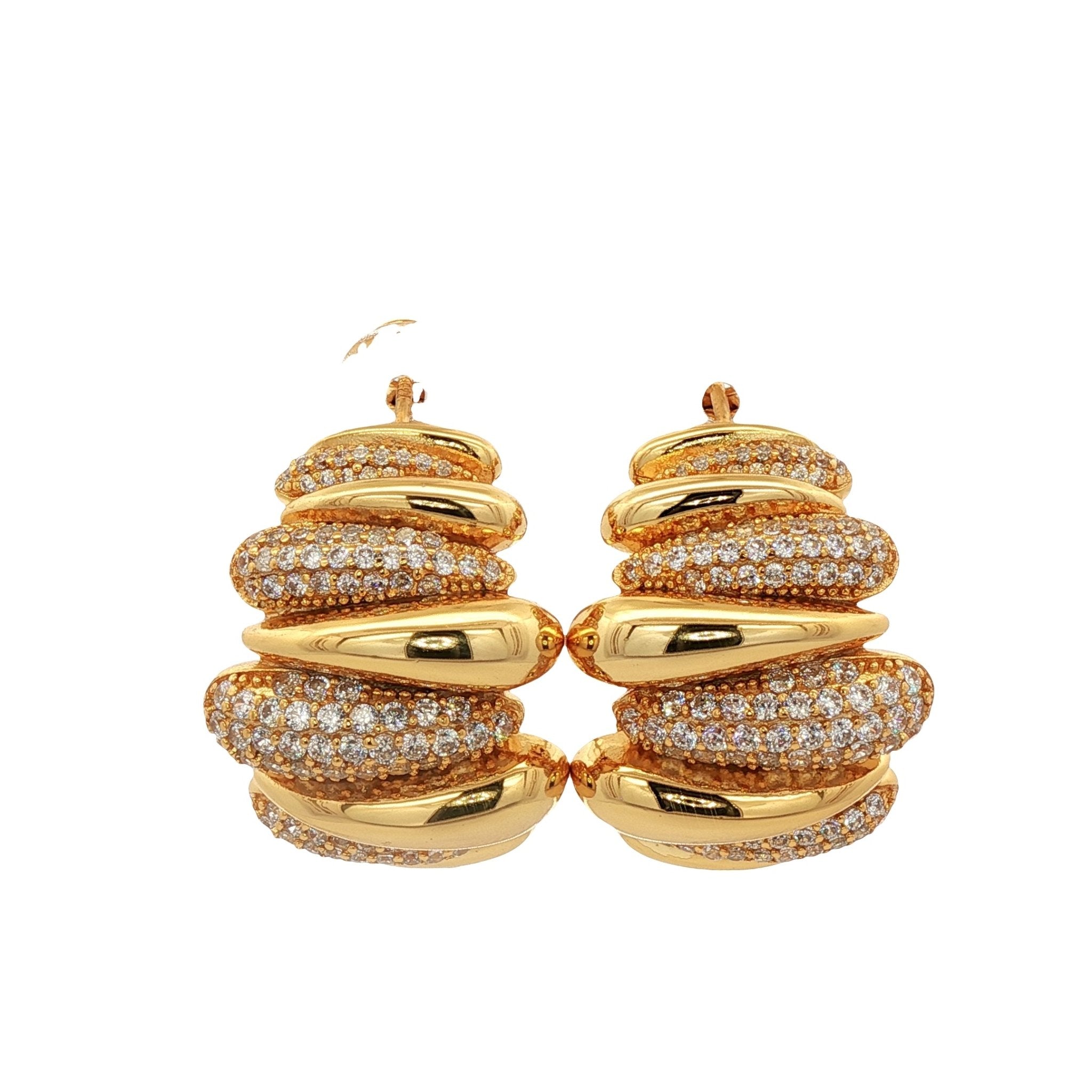 925YG DROPS CHUNKY CZ EARRINGS - C'SANTOS